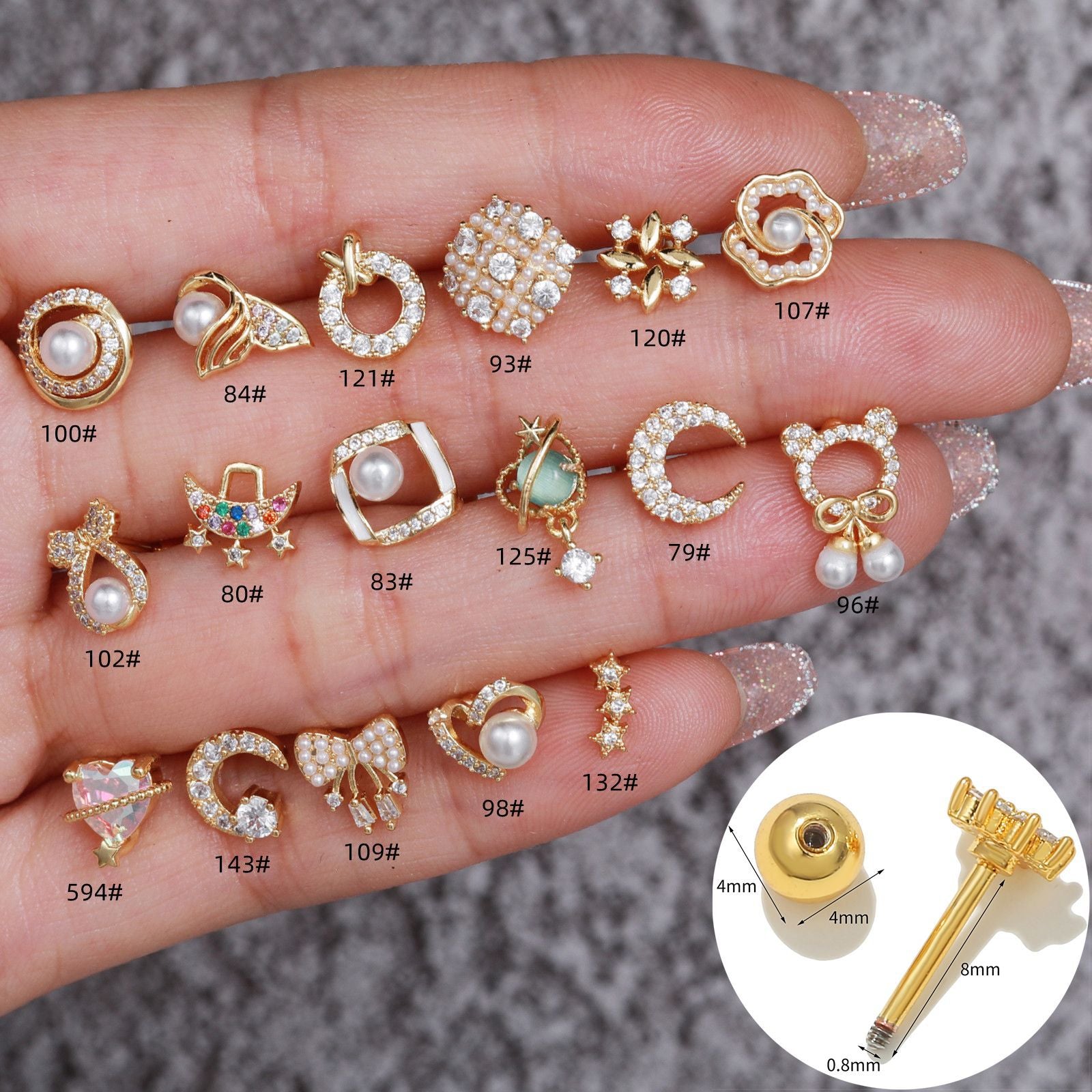 20G Cartilage Pearl Stud Earrings for Daith & Helix Piercings - Hypoallergenic Surgical Steel Jewelry | Perfect for Everyday Wear & Special Occasions
