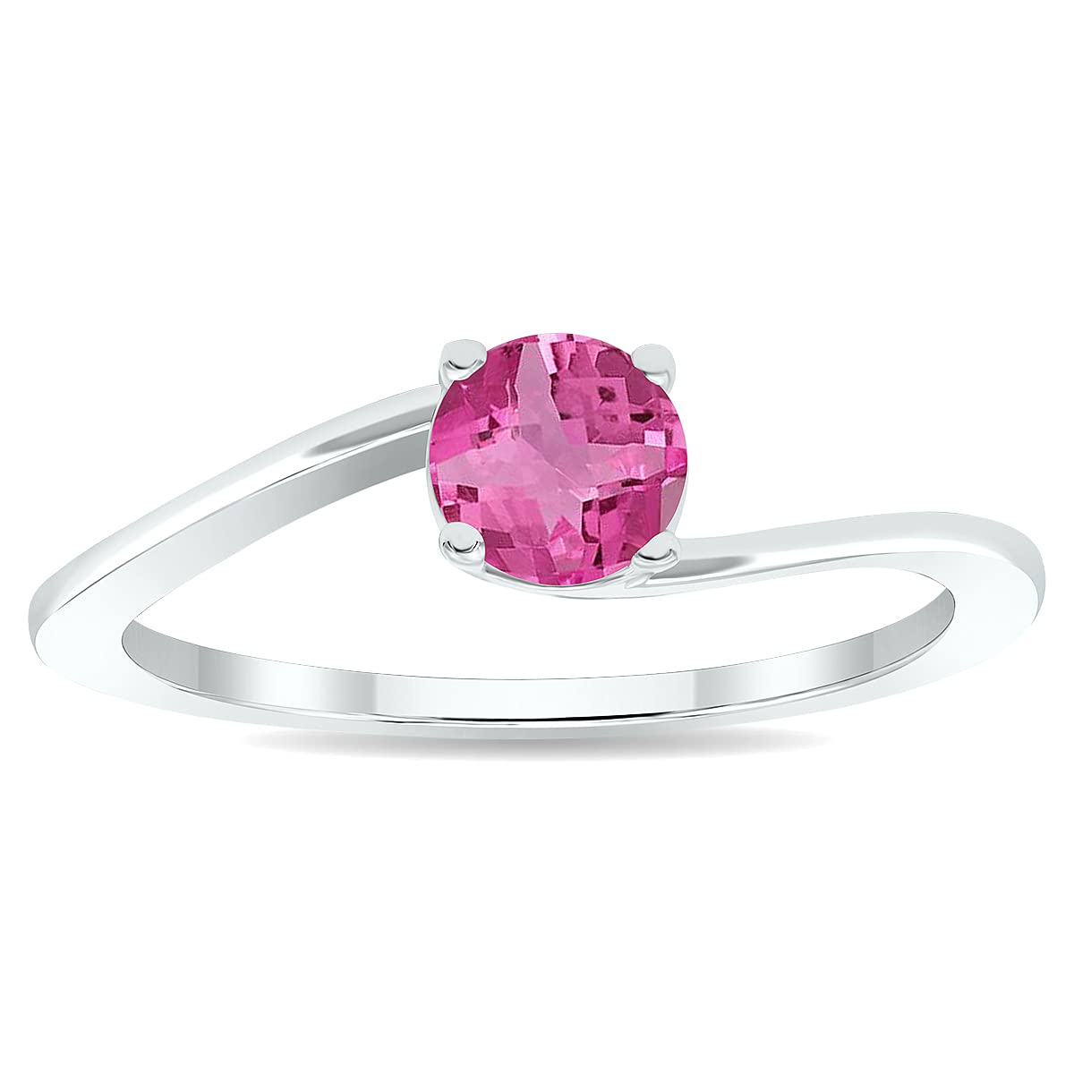 10K White Gold Pink Topaz Solitaire Wave Ring for Women | Elegant Jewelry Gift for Anniversary, Birthday & Special Occasions | Perfect for Everyday Wear & Evening Events