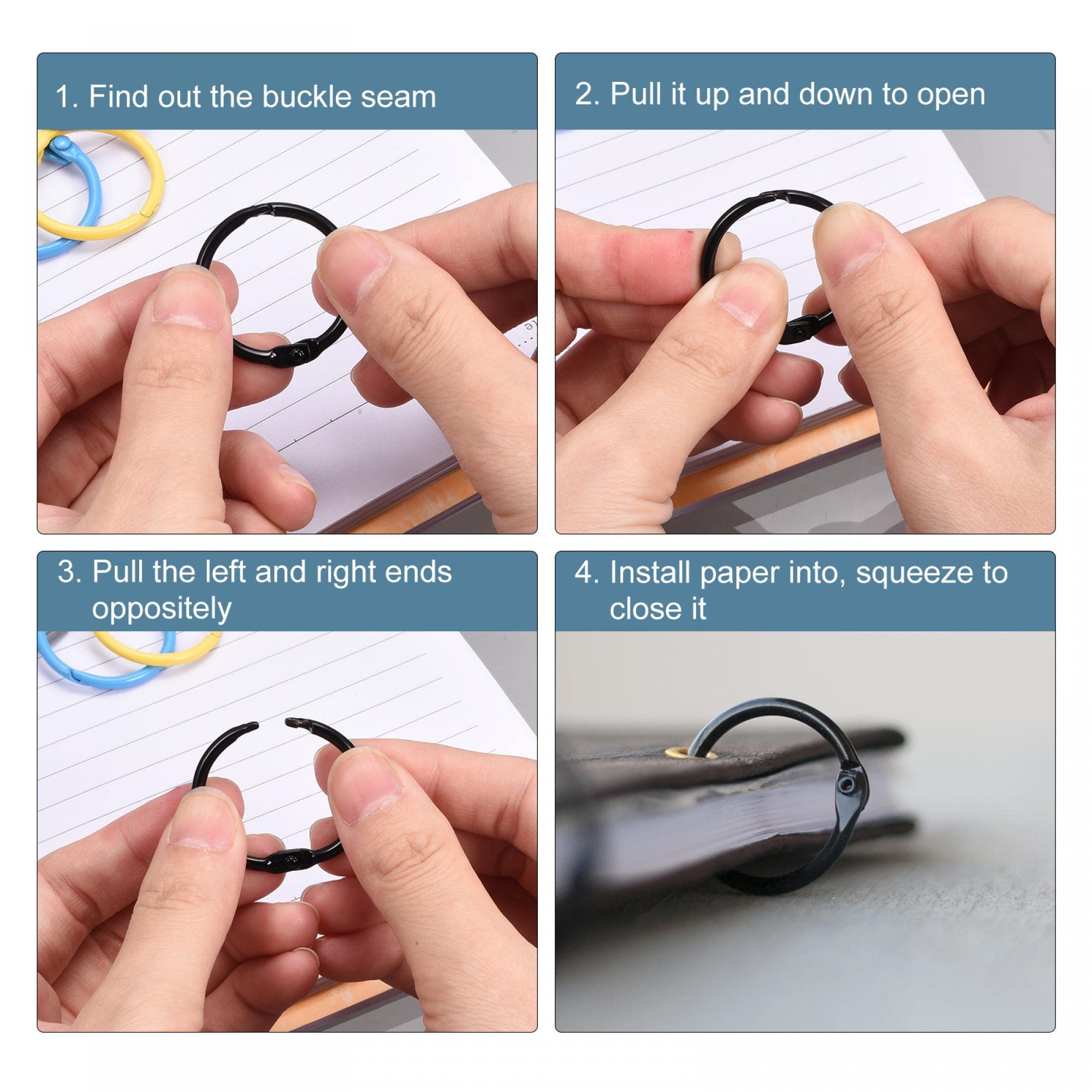 uxcell 30mm (1.2 Inch) Metal Loose-Leaf Binder Rings - 12 Pack Lake Blue Book Rings for Organizing Documents, Keys & Office Supplies | Perfect for Home, Office & School Organization