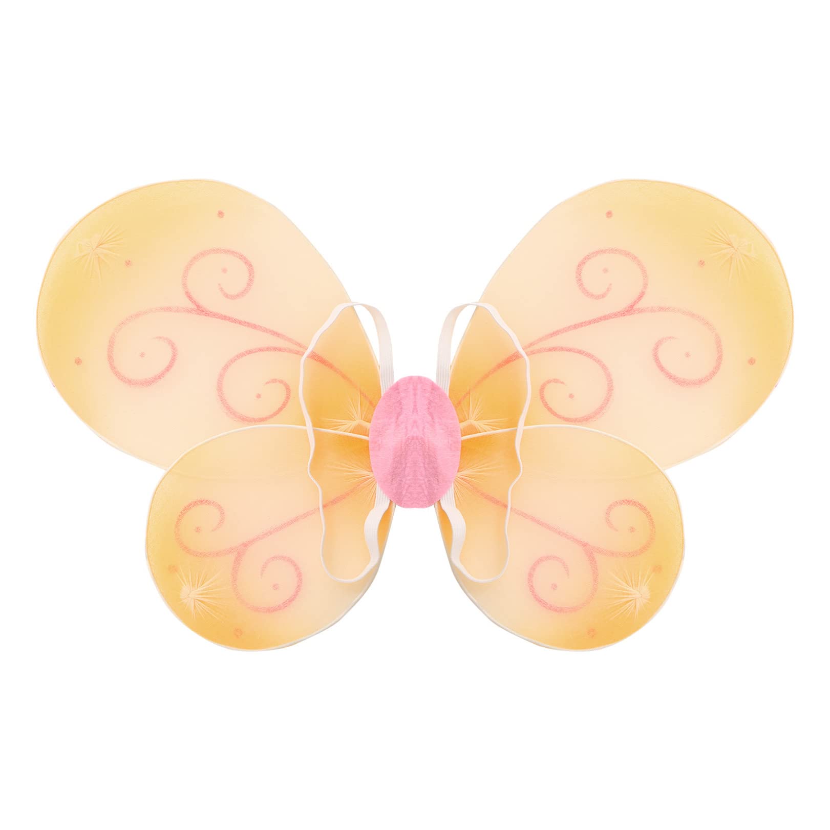 FEESHOW Flower Fairy Butterfly Wings - Yellow Elf Angel Costume Wings for Halloween, Cosplay, Masquerade Parties & Fairy Themed Events | One Size Fits All