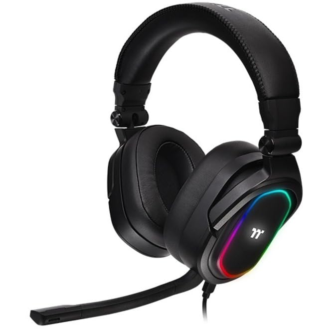 Thermaltake Argent H5 RGB 7.1 Surround Sound Gaming Headset with 50mm Hi-Res Drivers - Compatible with PC, Xbox One, PS4, Mac, Mobile & Nintendo Switch - Black (GHT-THF-DIECBK-31) - Perfect for Competitive Gaming, Streaming & Virtual Meetings