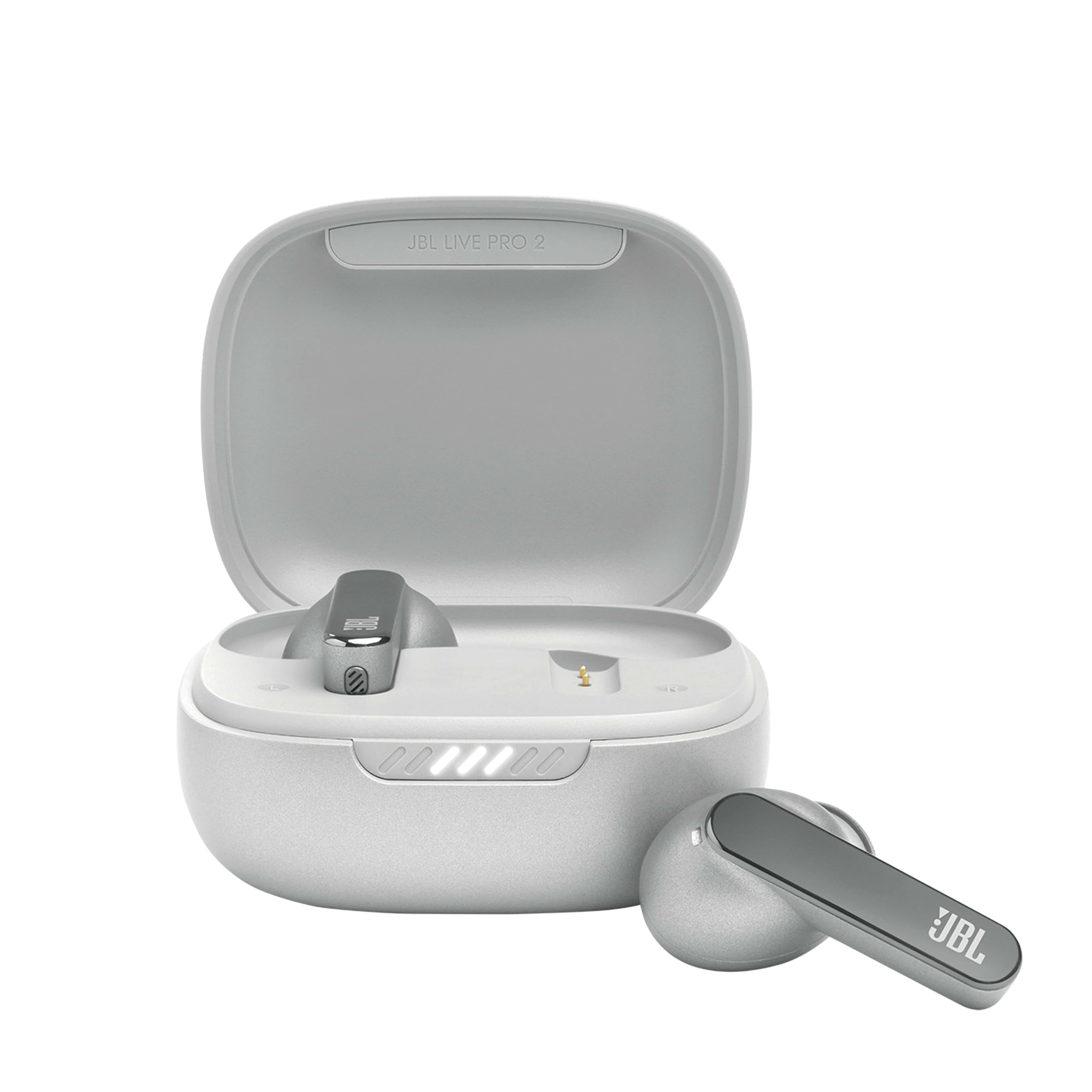 JBL Live Pro 2 TWS Wireless Bluetooth Earbuds with Active Noise Cancelling, IPX4 Water Resistant, 40H Battery Life - Silver | Perfect for Gym, Commuting & Travel