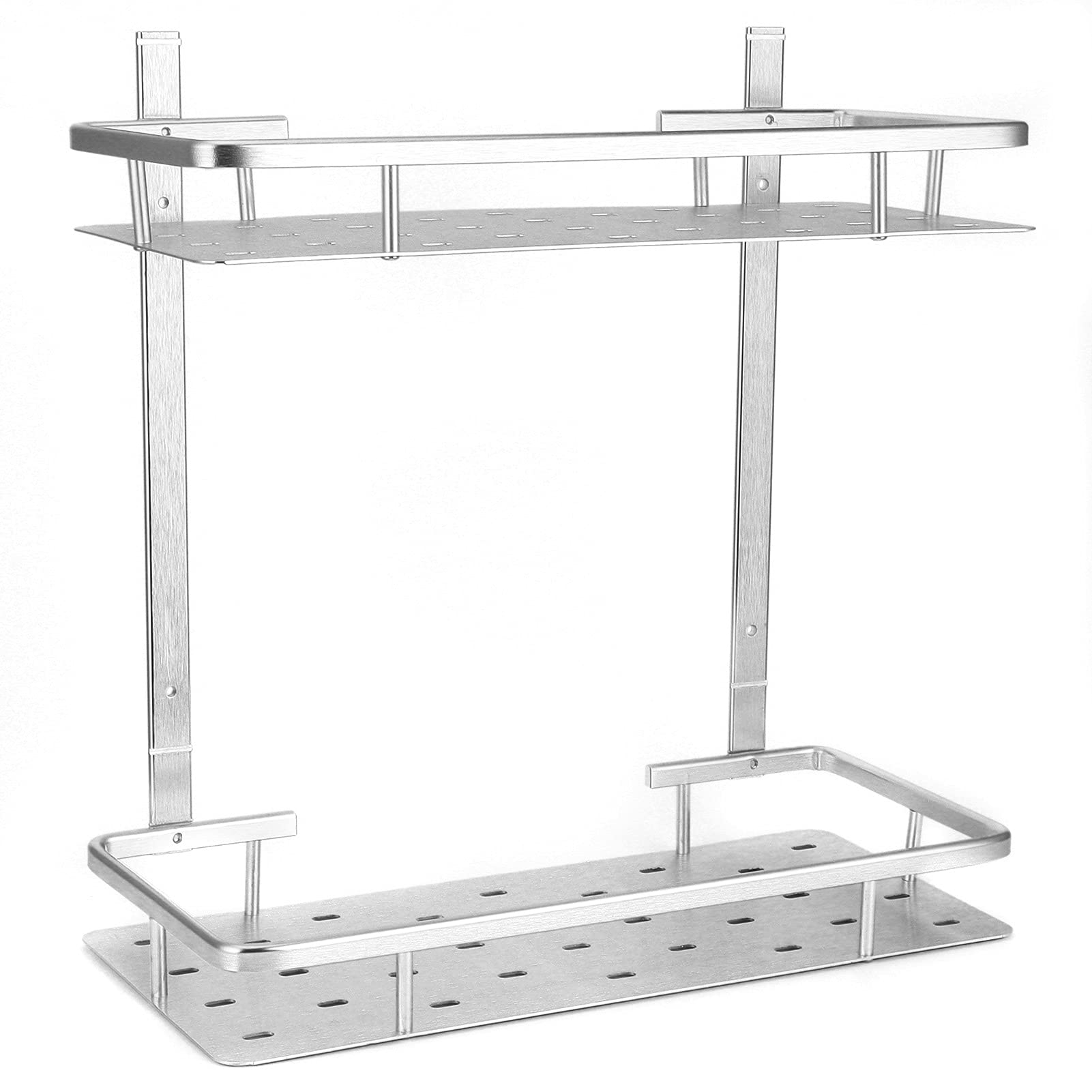 2-Tier Wall Mounted Bathroom Shelf - AlvinliteHome Shower Caddy Basket for Bathroom & Kitchen Organization | Space-Saving Storage Solution for Home, Hotel & Apartment | Perfect for Shower Essentials, Toiletries & Cleaning Supplies
