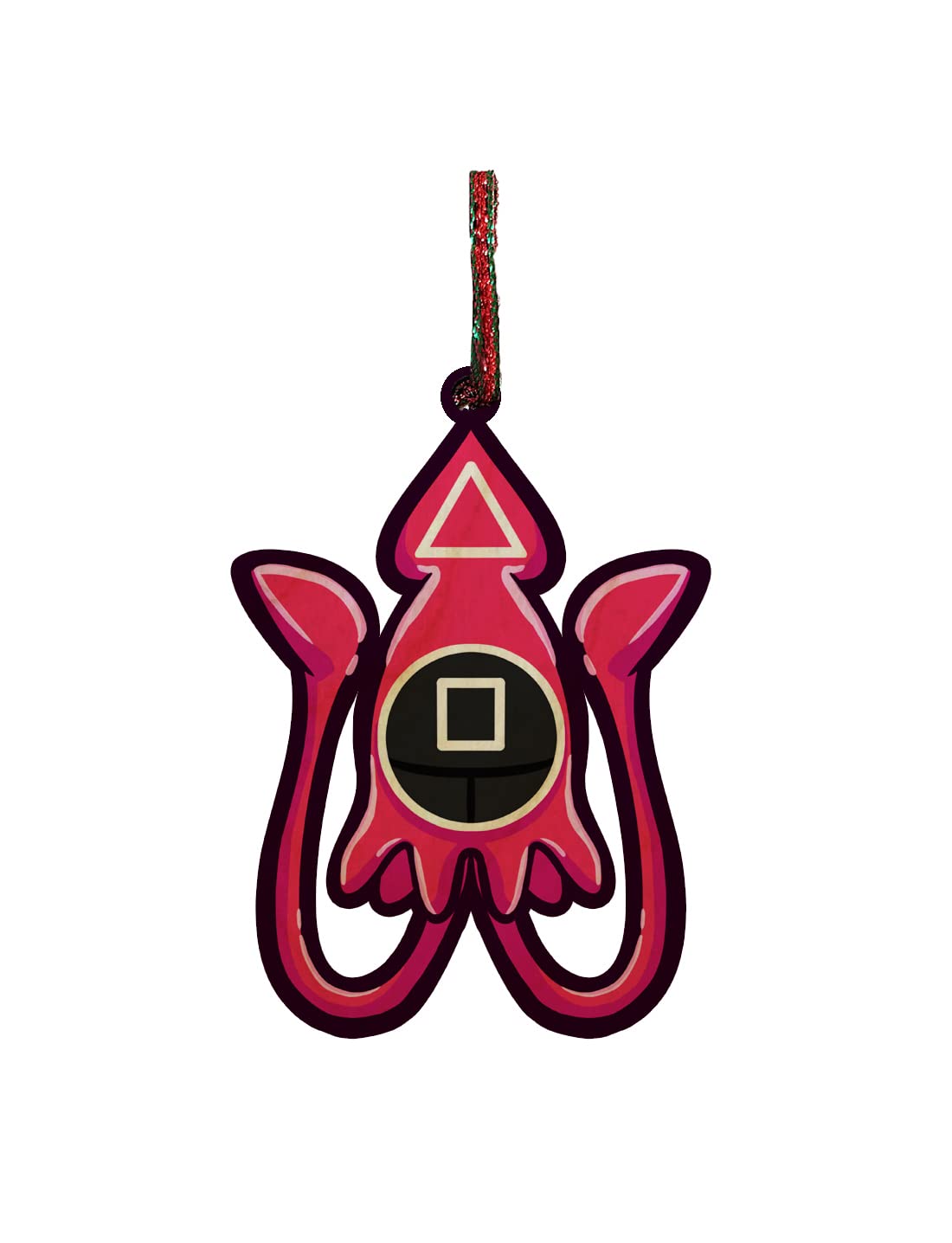 Korean Squid Game Parody 3D Color Printed Wooden Christmas Ornament - Holiday Gift & Seasonal Home Decor for Christmas Tree, Party, and Festive Celebrations