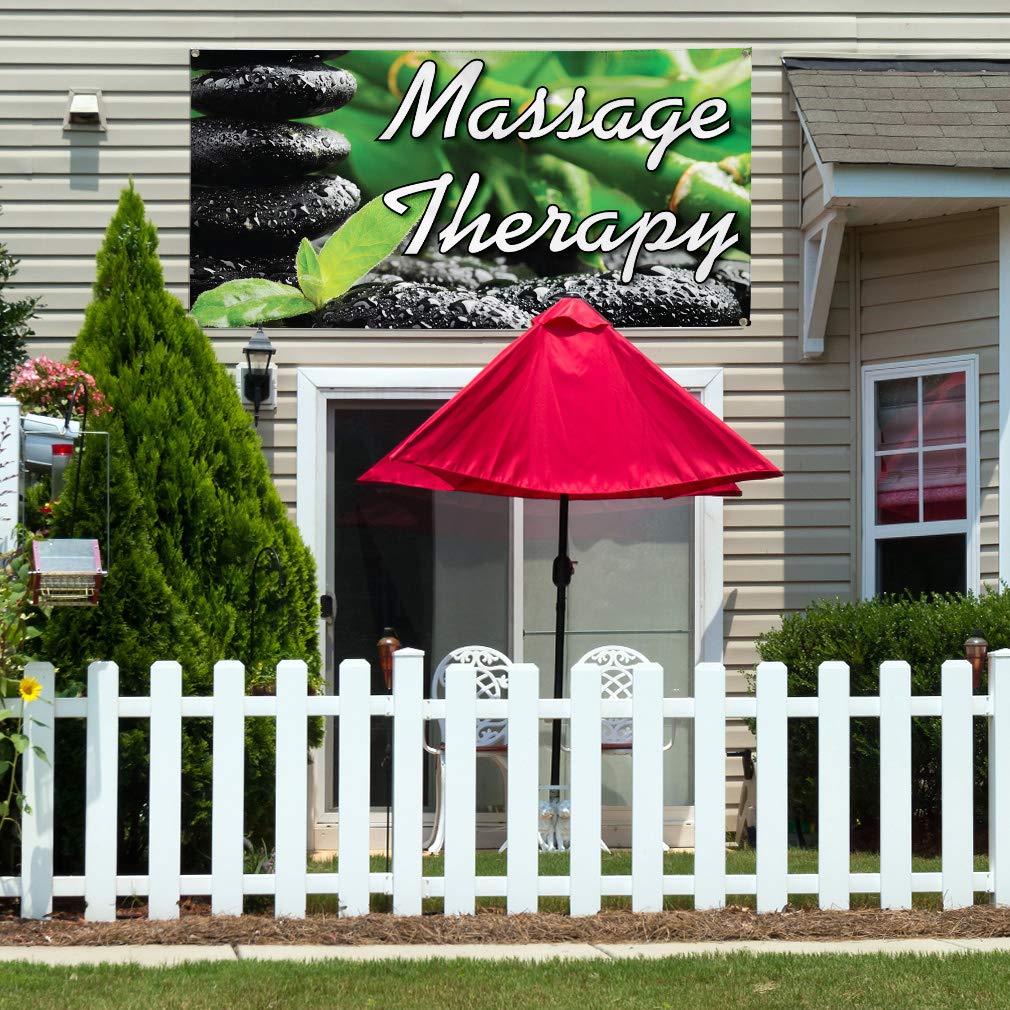 Custom Vinyl Banner 48x96 Inches - Weatherproof Massage Therapy Business Sign with 8 Grommets for Outdoor & Industrial Use | Durable Yard Sign for Advertising, Events & Storefront Displays