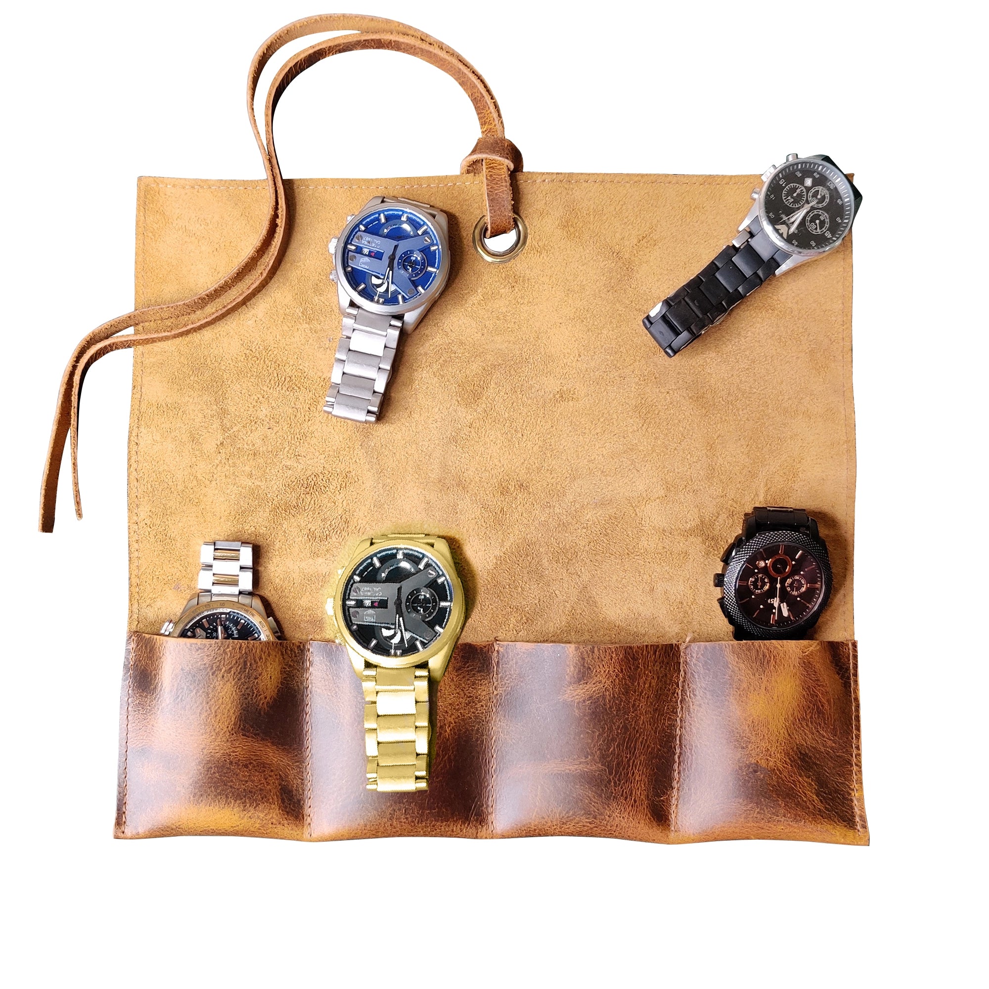Premium Leather Watch Roll - Multi-Purpose Travel Watch Case for Men & Women | Perfect for Storage, Travel & Gift Giving