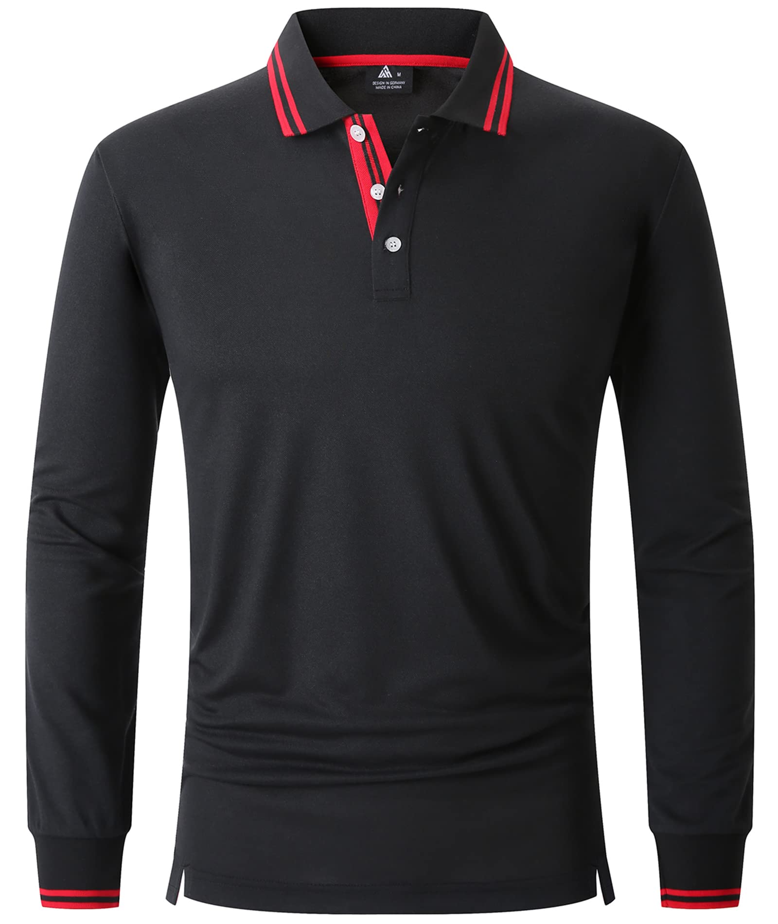 V VALANCH Men's Long Sleeve Performance Polo Shirts - Moisture Wicking Tactical Golf Shirt for Work, Hiking & Outdoor Activities