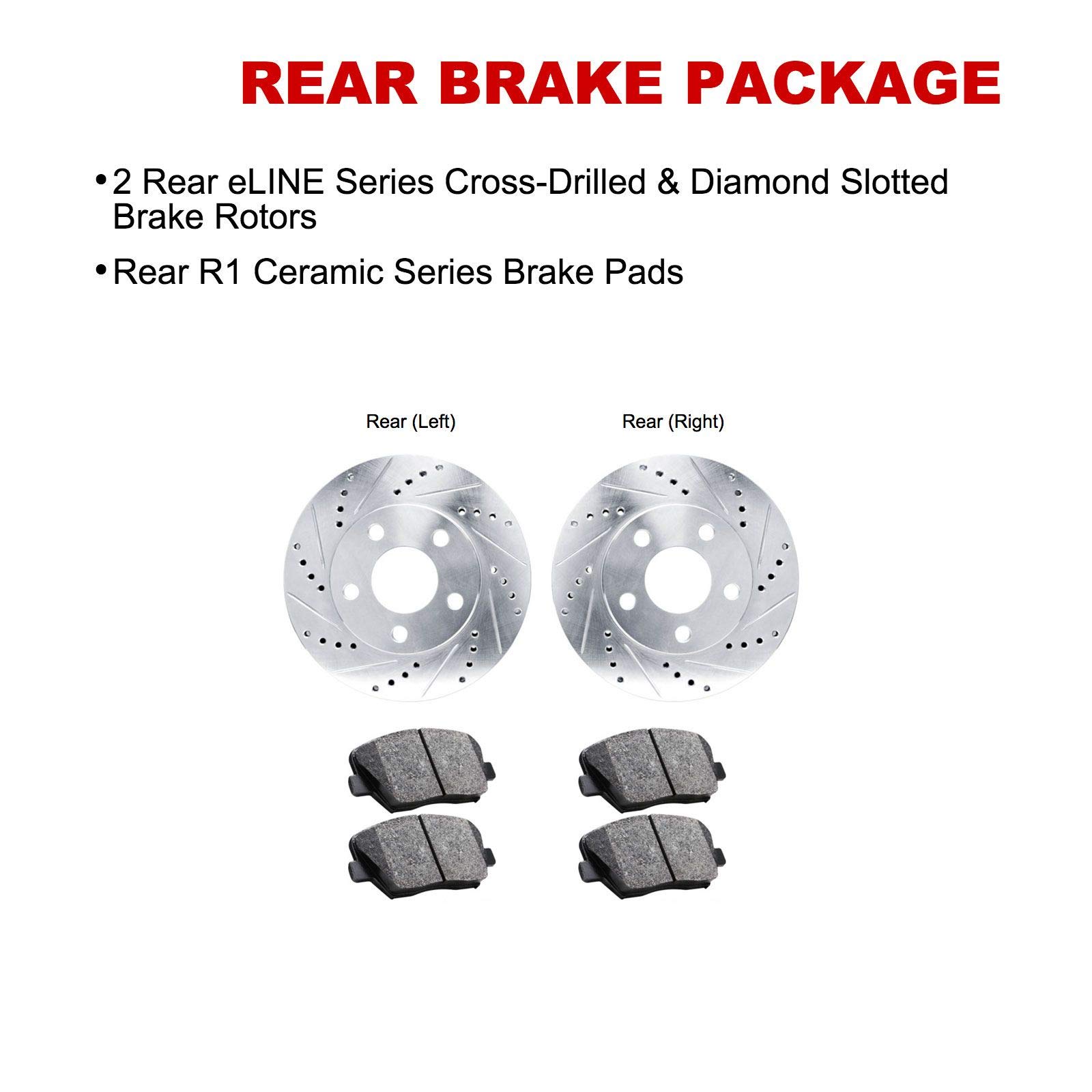 R1 Concepts Rear Brake Pads and Rotors Kit - Ceramic Brake Pads & Rotors for 2011 BMW 323i | High Performance Braking System | Perfect for Daily Commuting & Highway Driving