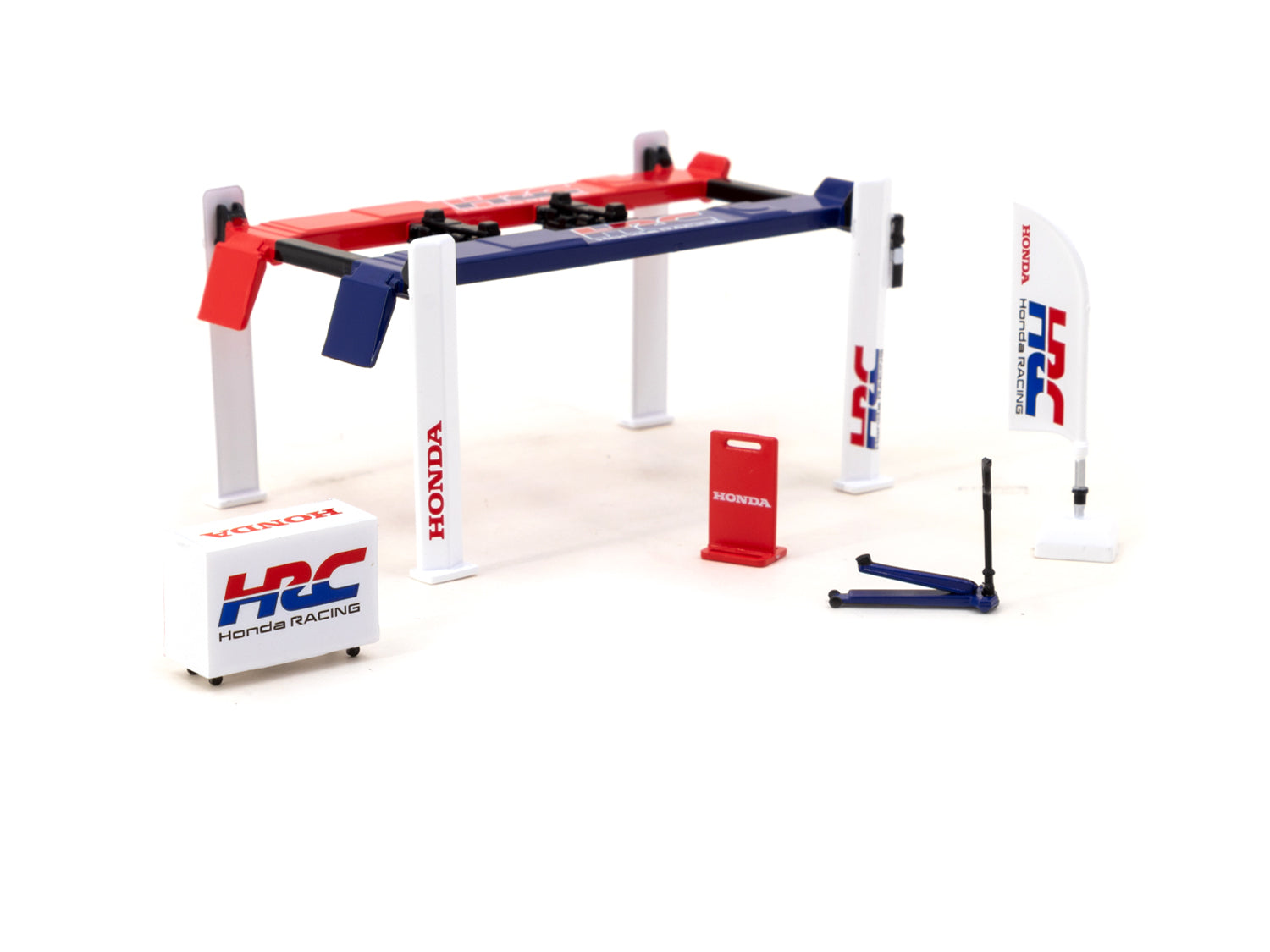 Tarmac Works 1/64 Scale Honda Racing Garage Tools Set - Miniature Car Accessories for Diecast Model Display & Racing Scenes
