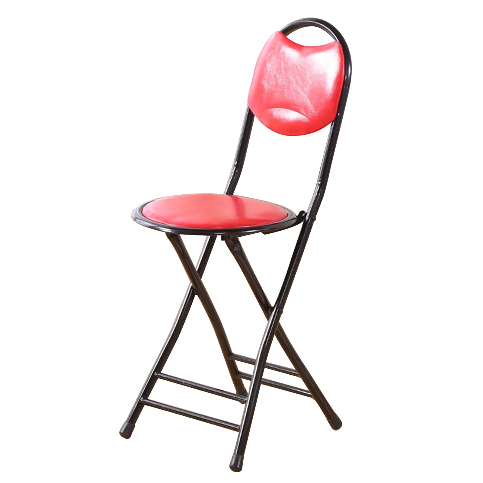Compact Folding Bar Stool with Backrest - Round Space-Saving Stool for Home, Office & Outdoor Use - Perfect for Kitchen, Dining, Parties, Picnics & Events (300lb Capacity)