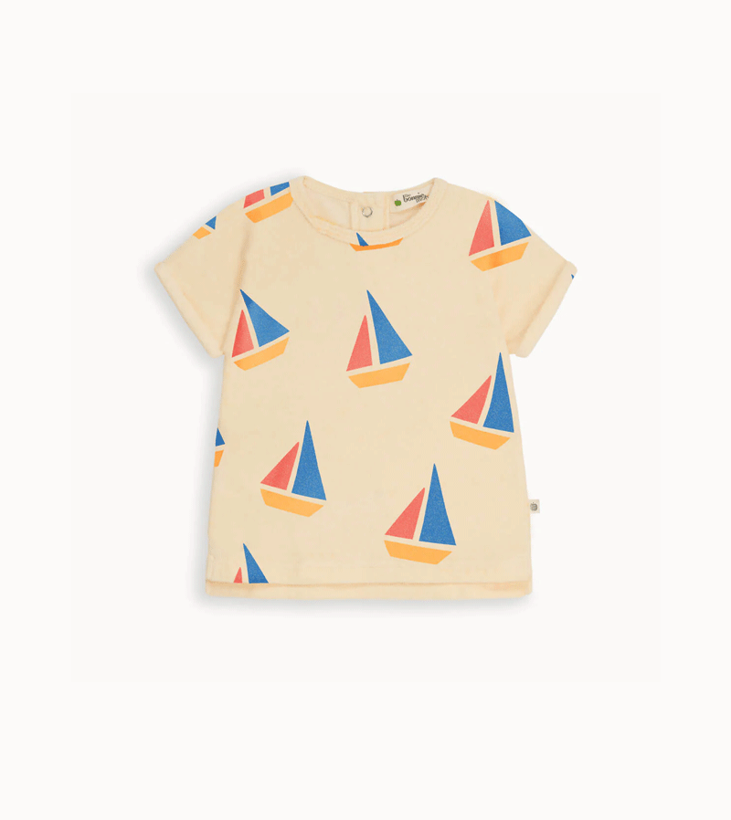 Bonnie Mob Baby Sailboat Terry Tee - Soft Cotton Multicolor Infant Bodysuit for Boys & Girls | Perfect for Playdates, Beach Outings & Nursery Photos