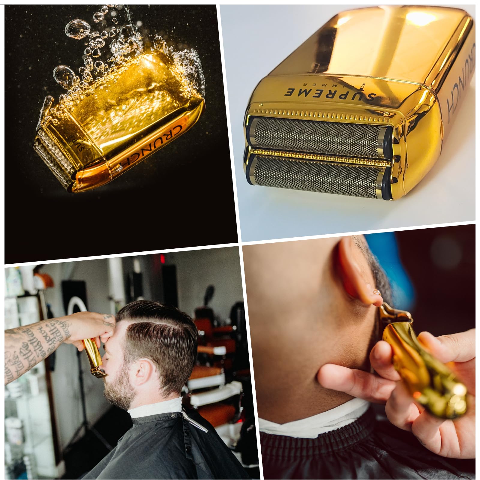 Supreme Trimmer 2-in-1 Electric Razor & Beard Trimmer Kit - T-Shaper & Crunch Foil Shaver for Men (STF602 & ST5200) | Gold Professional Barber Haircut Set | Perfect for Home Grooming, Travel & Salon Use