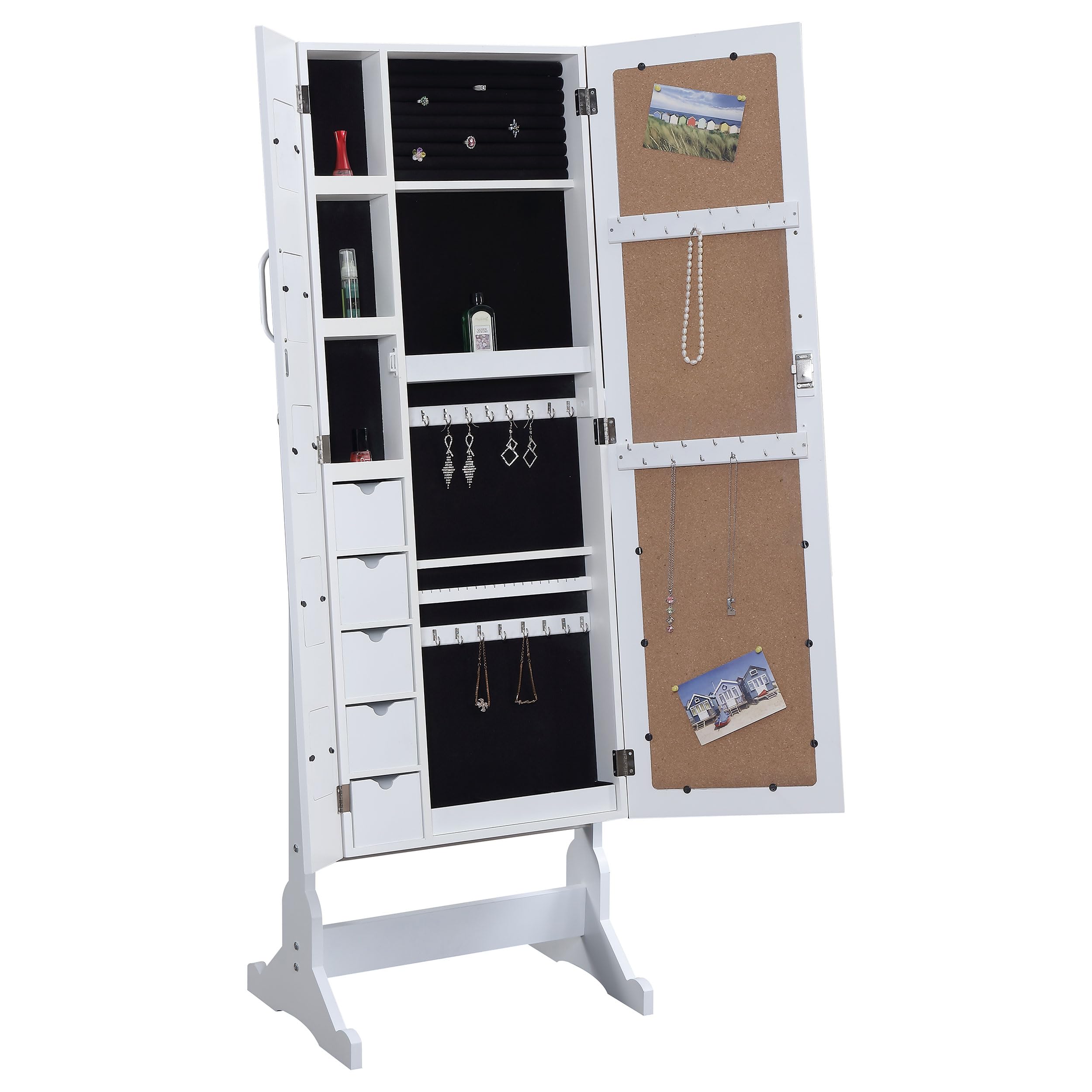 Coaster Home Furnishings Doyle Contemporary Rectangular Cheval Mirror with Jewelry Storage - Adjustable Full-Length Bedroom Mirror with Picture Frame & Jewelry Organizer, White 904031 - Perfect for Bedrooms, Dressing Rooms and Vanity Areas