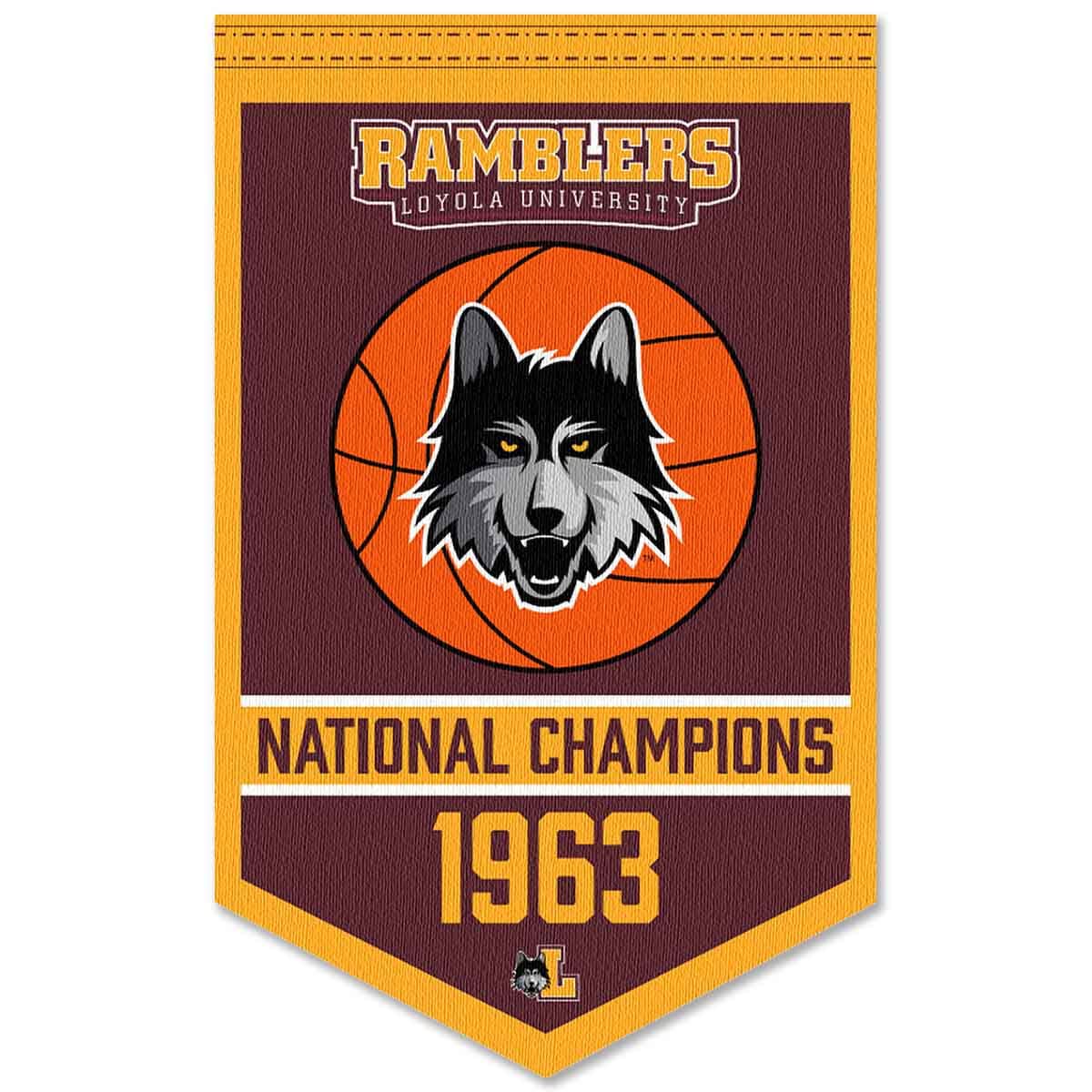 Loyola Chicago Ramblers Basketball National Champions Banner - Vintage College Sports Decor for Game Room, Man Cave, or Dorm Wall