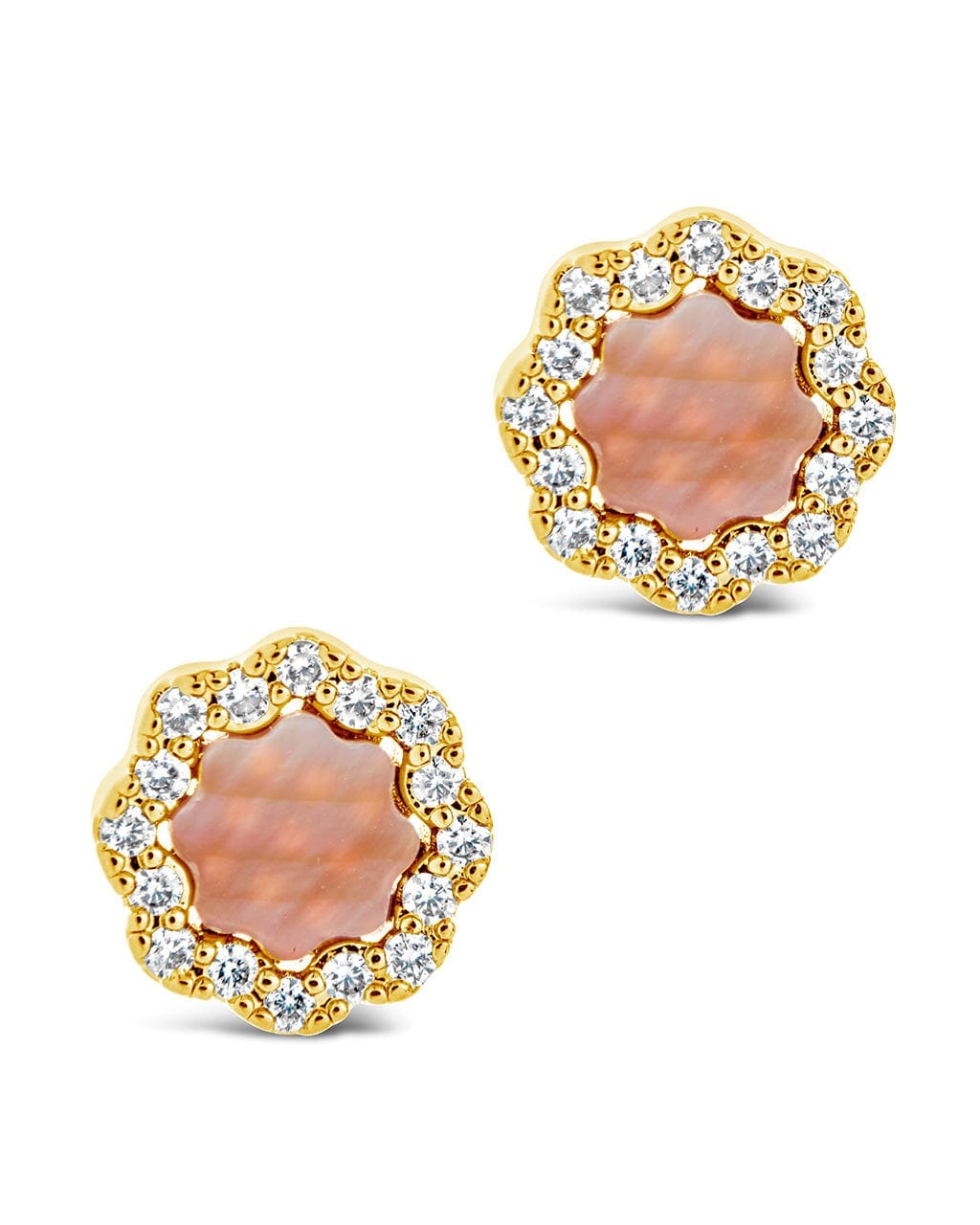 CZ Bezel Frame Rose Petal Stud Earrings - Elegant Cubic Zirconia Floral Earrings for Women, Perfect for Weddings, Parties & Everyday Wear