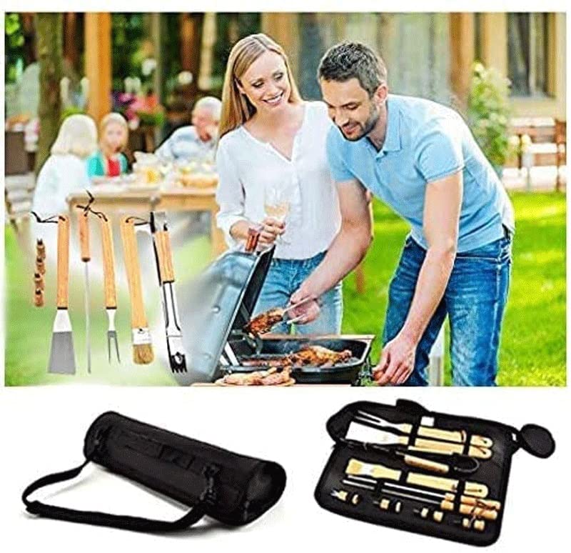 Premium 10-Piece Stainless Steel BBQ Grill Tools Set - Heavy Duty Grill Utensils for Men & Women - Perfect for Camping, Backyard Barbecues, Tailgating & Outdoor Cooking