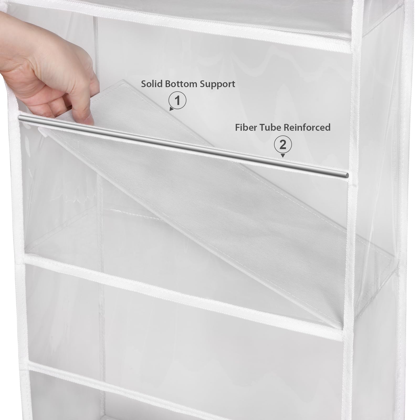 Univivi Over The Door Hanging Organizer - 6 Clear Plastic Pockets & 2 Sturdy Metal Hooks for Cosmetics, Bathroom Storage, Nursery Organization & Household Essentials | Perfect for Small Space Closet, Bedroom & Bathroom Door Storage Solutions