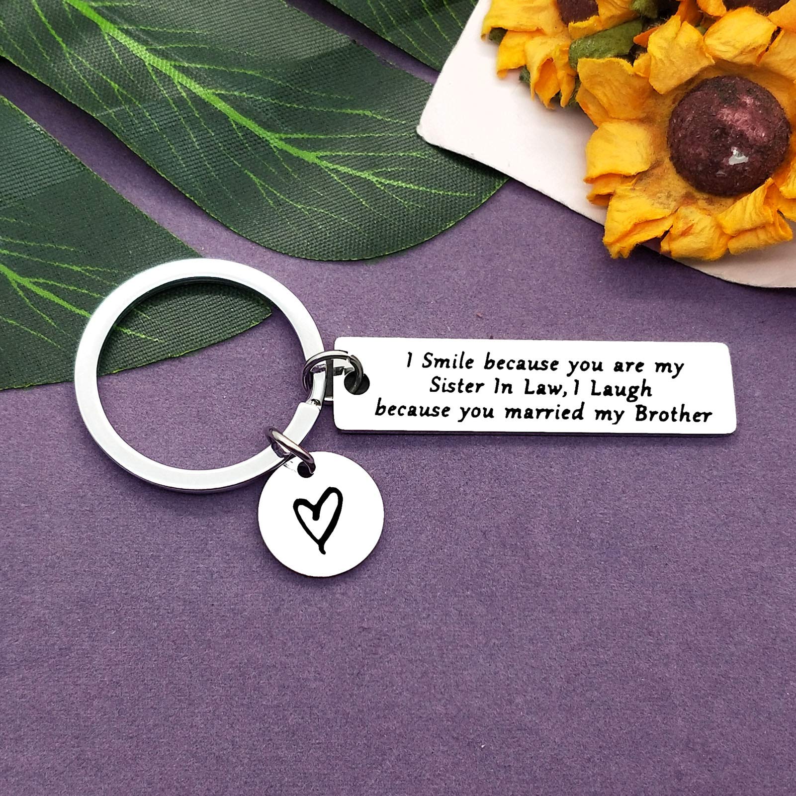 Funny Sister-in-Law Keychain - Perfect Wedding Gift for Bride & Groom, Bridal Shower Present from Brother/Sister - Christmas & Birthday Jewelry Gift Idea - Great for Family Celebrations & Special Occasions