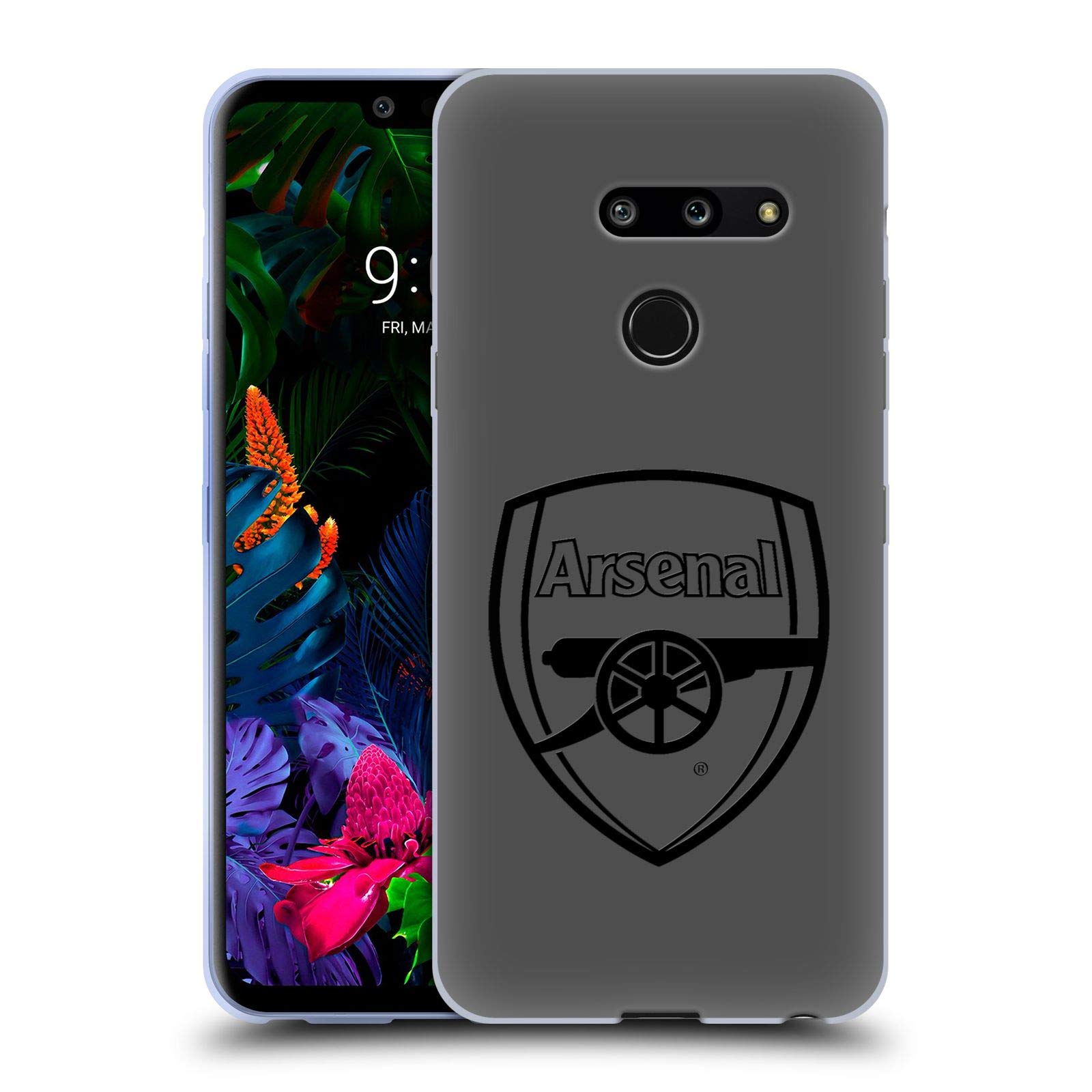 Arsenal FC Black Logo Crest Soft Gel Case for LG G8 ThinQ | Officially Licensed by Head Case Designs | Perfect for Matchdays & Everyday Use