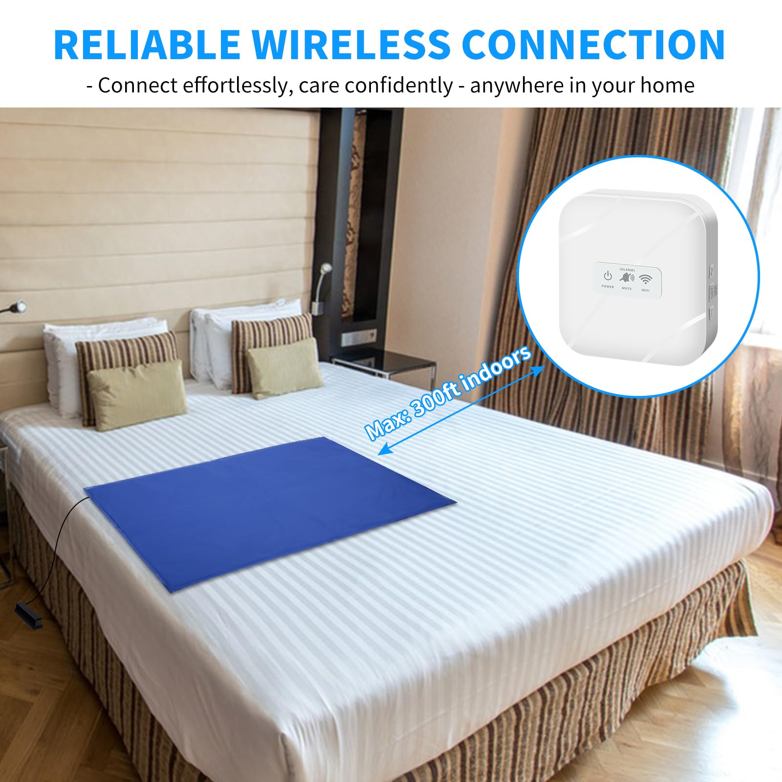 Briidea Elderly Fall Prevention System - Wireless Bed Alarm with 20