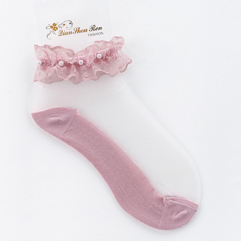 Violet Mist Women's Mesh Sheer Ankle Socks - Ultra Thin Transparent See-Through Nylon Socks for Summer - Perfect for Casual Wear, Office, and Fashion Outfits