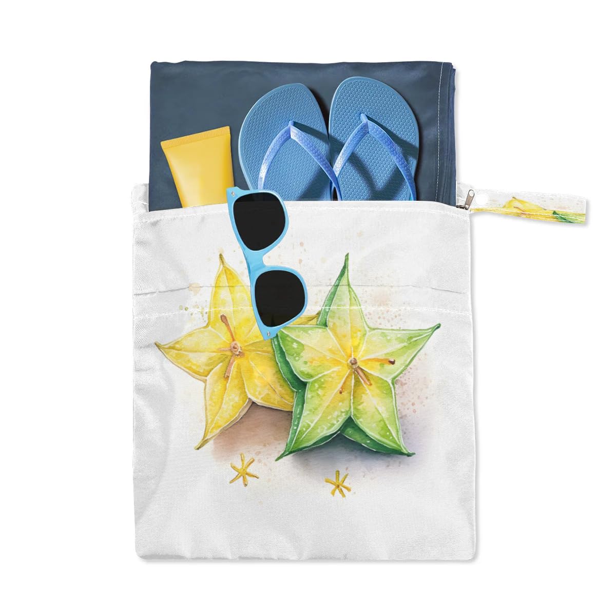 2-Pack Waterproof Star Fruit Wet Dry Bags for Travel, Gym & Beach - Reusable Laundry, Swimsuit & Diaper Storage - Ideal for Yoga, Pool & Outdoor Activities