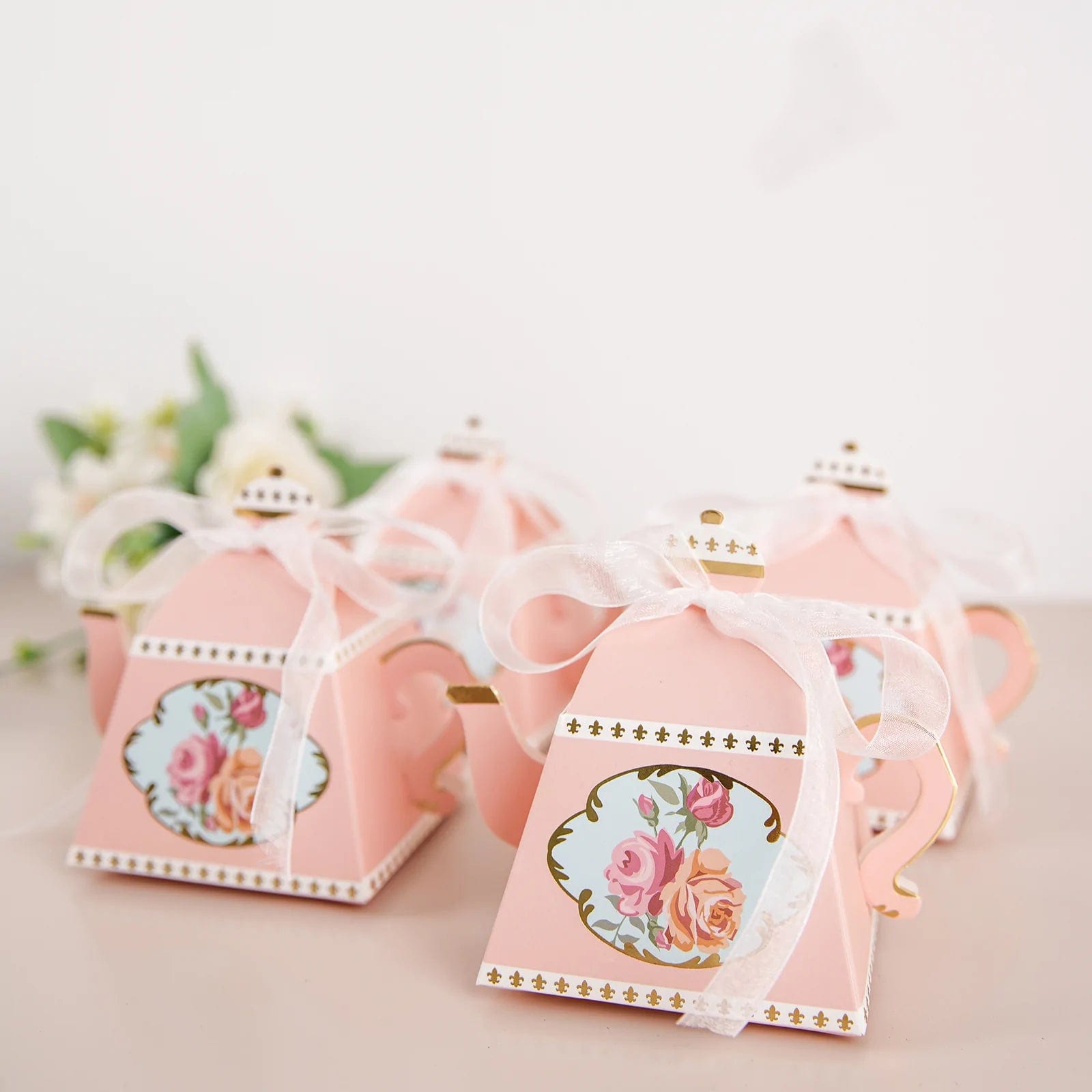 25 Mini Teapot Wedding Favors with Ribbon - Elegant Tea Party Favors for Bridal Shower, Baby Shower & Special Events