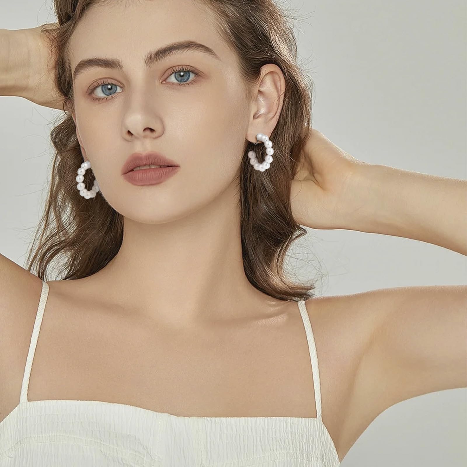 14K Gold Plated Clip-On Pearl Dangle Earrings for Women - Elegant Hoop No-Piercing Earrings for Weddings, Parties & Special Occasions | Minimalist Jewelry Gift