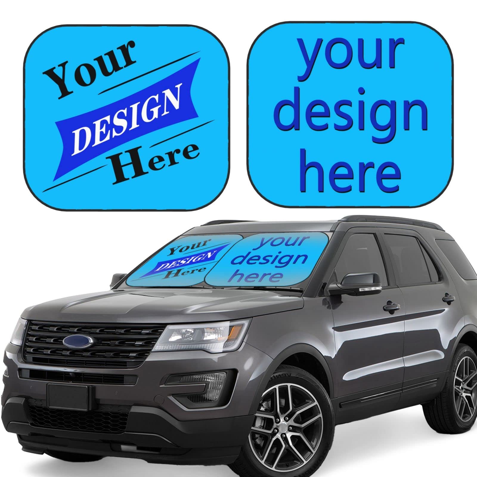 Customized Car Sun Visor - Personalized Design with Logo & Text, Foldable Windshield Sunshade for Car, Truck, SUV - Perfect Gift for Drivers, Ideal for Road Trips & Daily Commutes