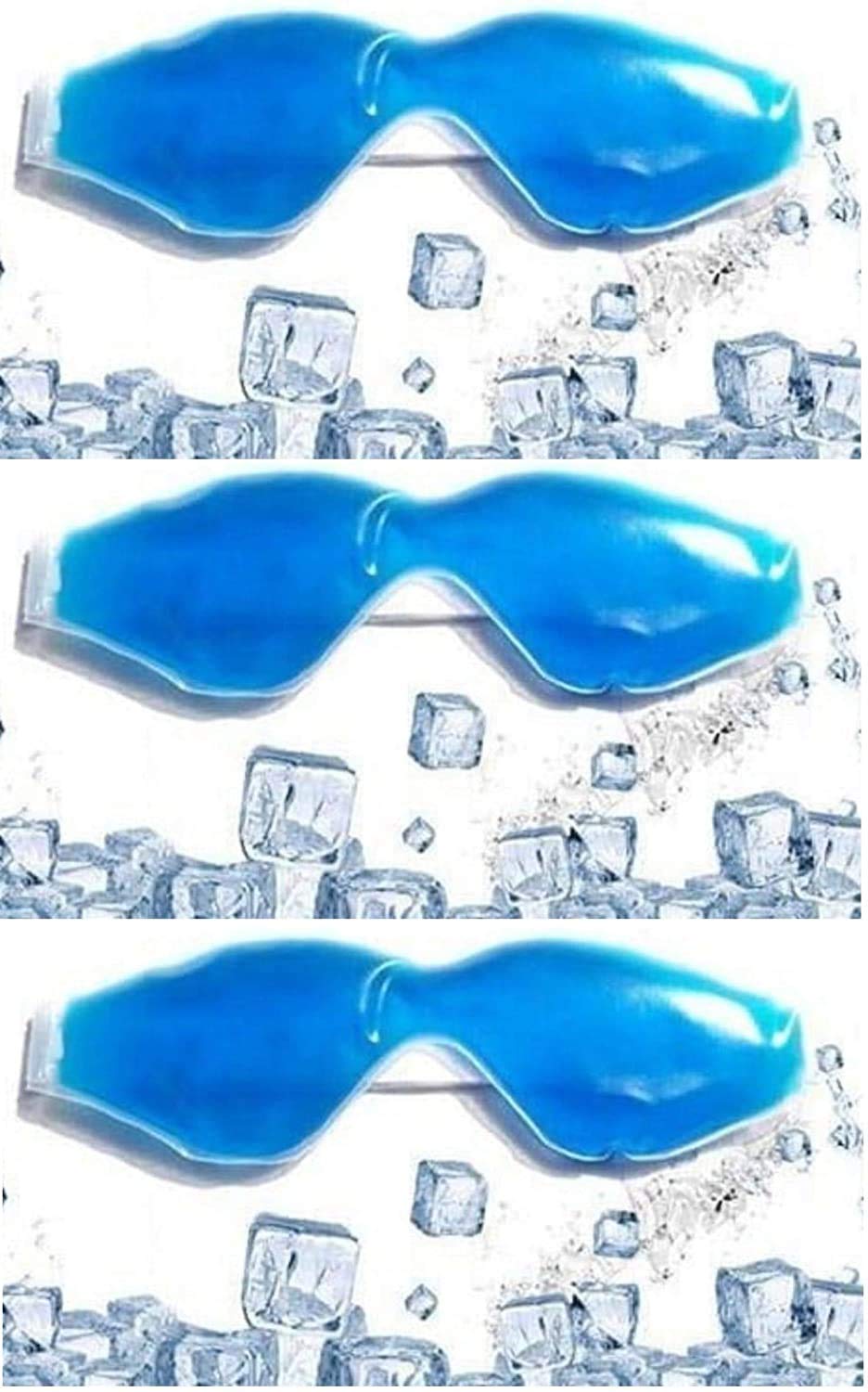 JK ENTERPRISE Cooling Gel Eye Mask (3-Pack) - Relieves Dark Circles, Dry Eyes & Redness | Soothing Pain Relief & Cooling Therapy | Sleep Aid & Relaxation | Blue Eye Patches for Men & Women - Perfect for Travel, Work & Home Use