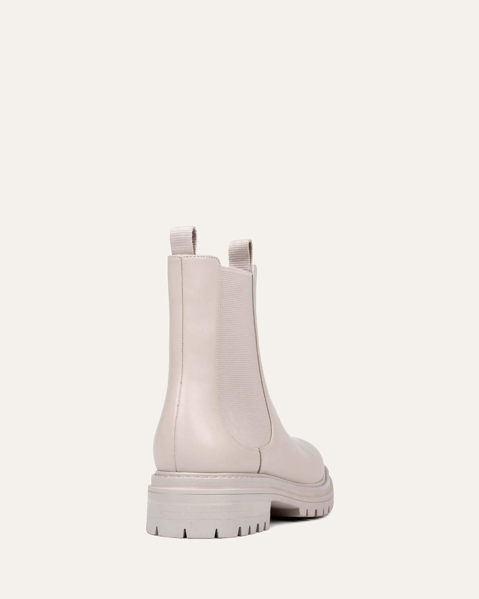 BLOOM Women's Flat Ankle Boots in Bone Leather - Comfortable Casual Shoes for Fall & Winter Fashion, Office Wear and Daily Outfits
