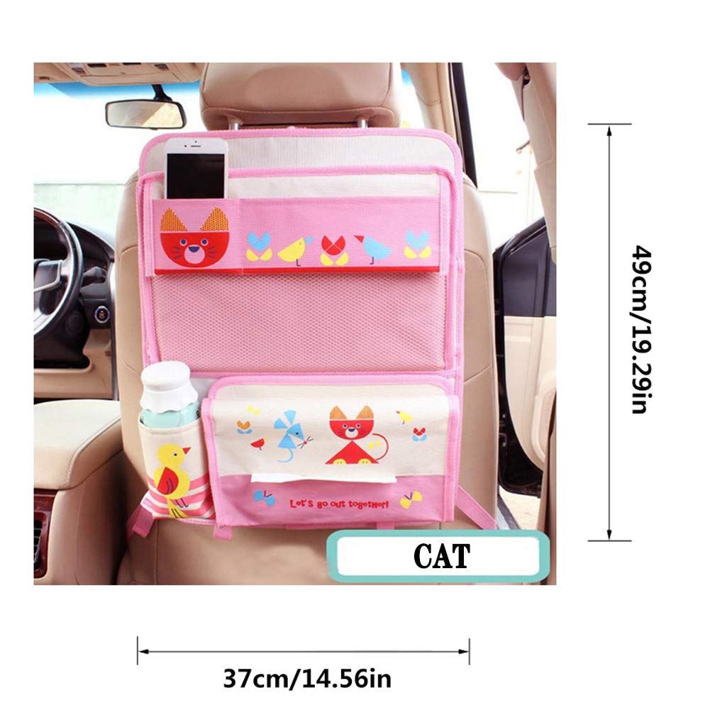 Cute Cartoon Car Backseat Organizer - Foldable Table Tray & Storage Bag for Baby & Kids - Perfect for Road Trips, Snacks, Toys & Travel Essentials