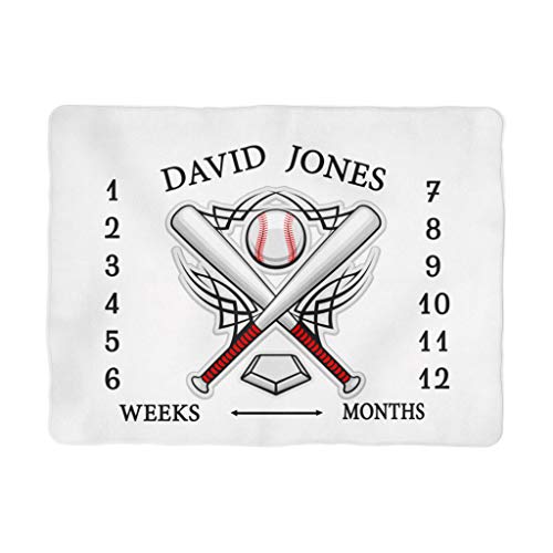 Personalized Baseball Baby Blanket & Pillow Set - 50x60 Inch Soft Milestone Blanket for Boys, Nursery Bedding, Baby Shower Gift - Perfect for Newborn Photos, Nursery Decor, and Baseball-Themed Parties