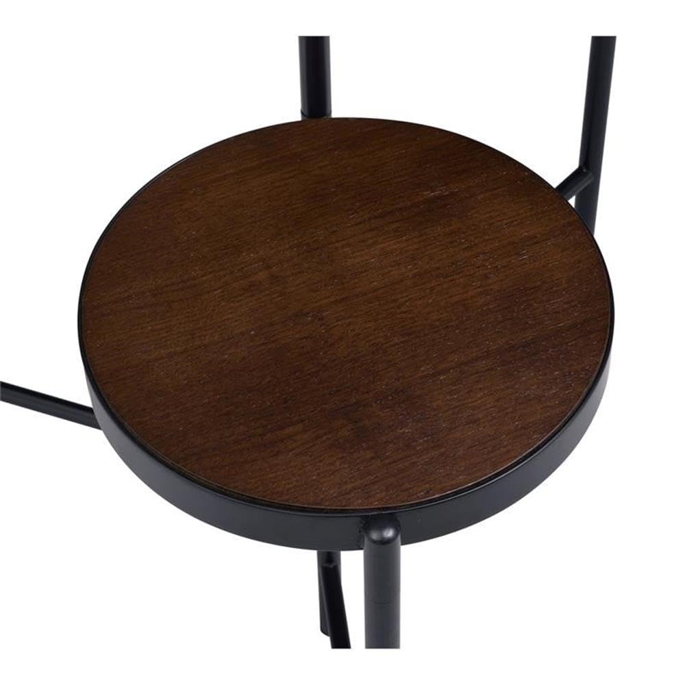 BOWERY HILL Modern Walnut & Black Plant Stand - Indoor Outdoor Home Decor for Living Room, Patio, Garden