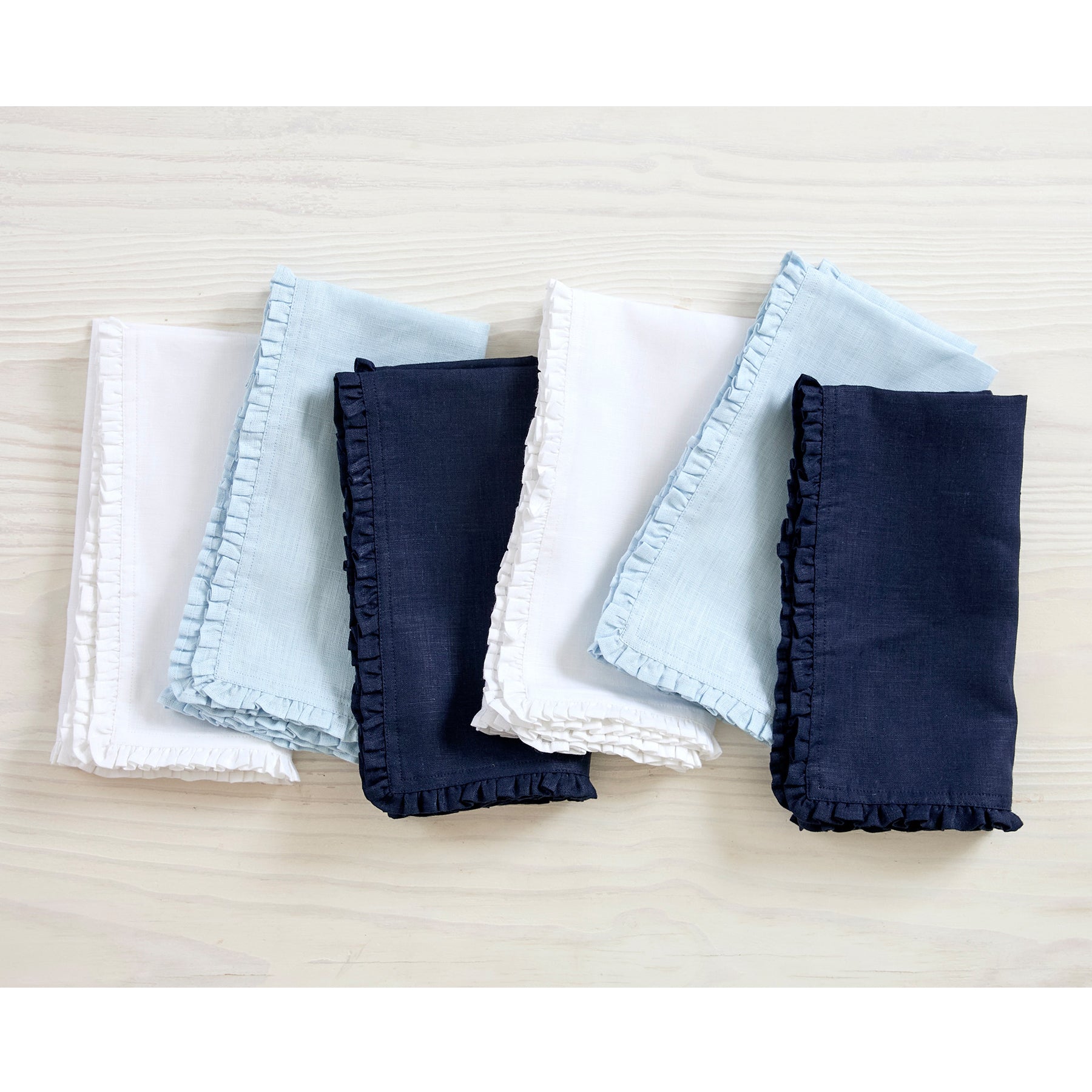 Juliette Ruffled Napkins - Set of 4 Premium Cotton Dinner Napkins for Formal Dining & Special Occasions