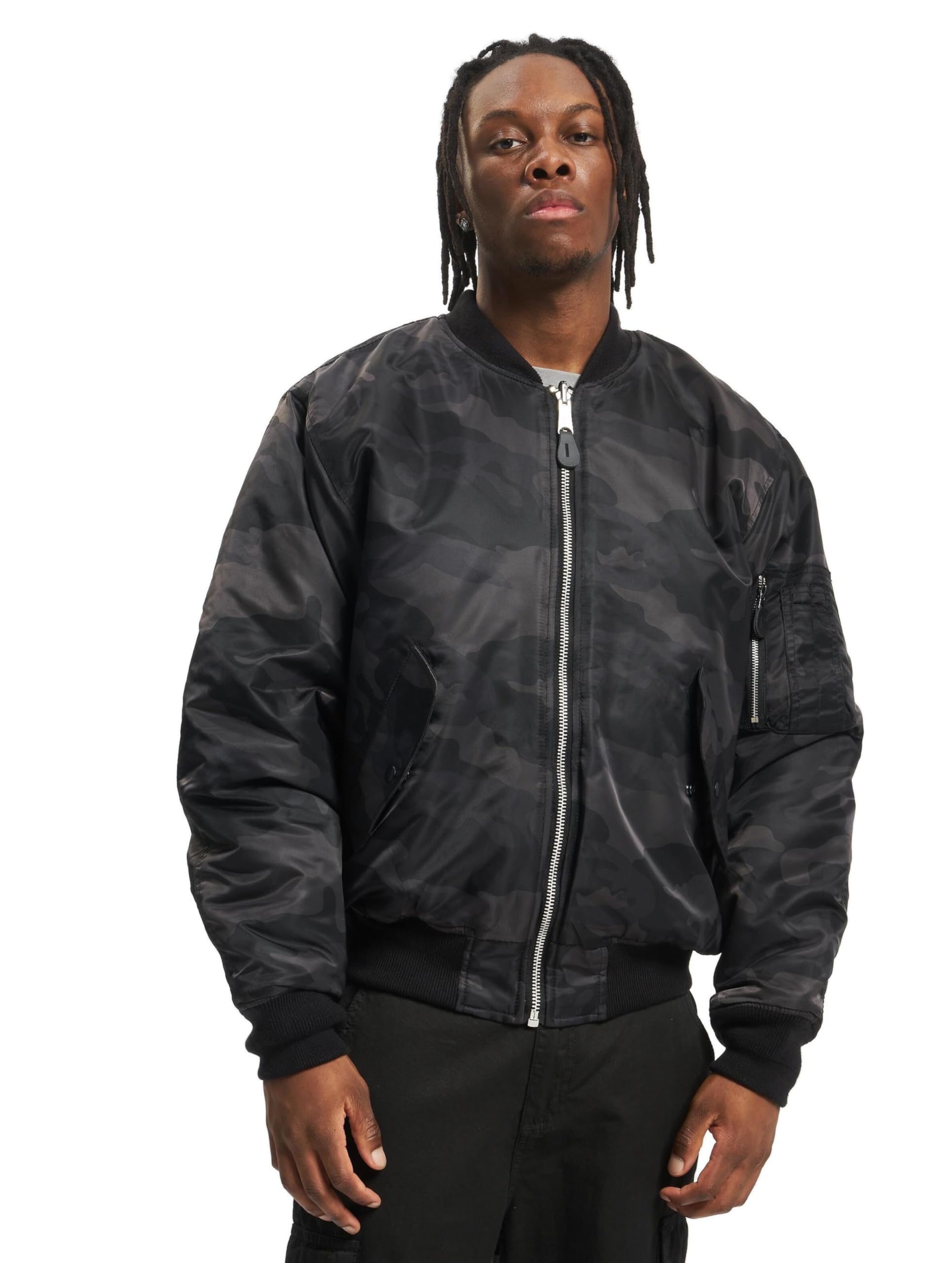 Men's MA1 Camo Jacket - Dark Camouflage Bomber Jacket for Outdoor & Streetwear Fashion | Military Style Windbreaker for Hiking, Travel & Casual Wear