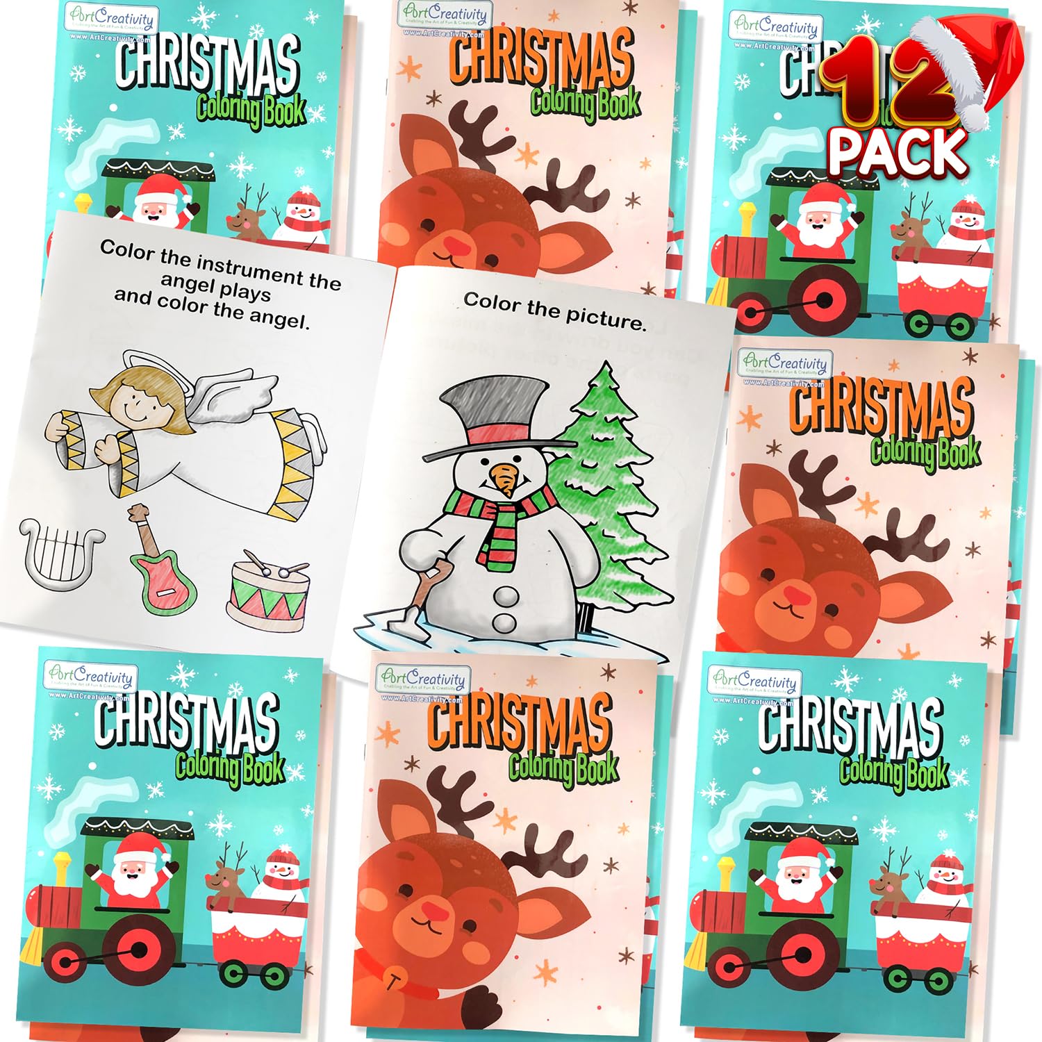 ArtCreativity Christmas Coloring Books for Kids - Pack of 12 Large 8.25