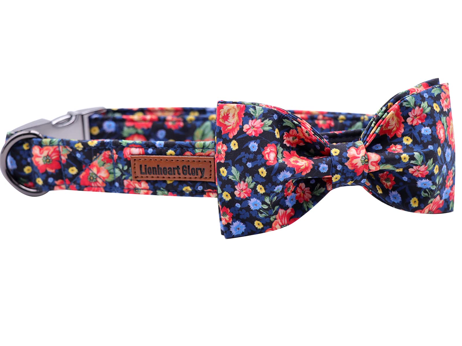 Premium Floral Dog Collar with Bowtie - Adjustable Heavy Duty Pet Collar for X-Small Dogs - Perfect for Weddings, Photos & Special Occasions