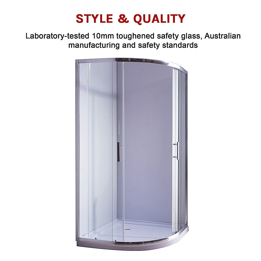 100 x 100cm Chrome 6mm Rounded Sliding Curved Shower Screen with Base - Perfect for Modern Bathrooms & Spa-Like Showers