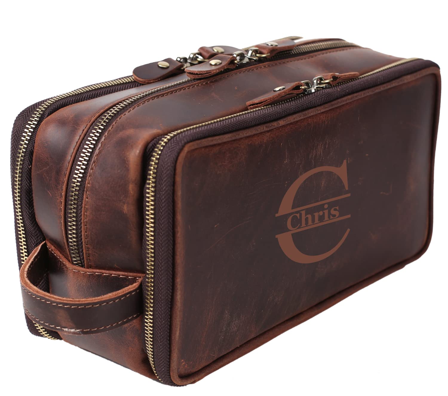 Personalized Leather Toiletry Bag for Men - Premium Travel Shaving Dopp Kit & Cosmetic Organizer - Perfect Wedding Gift for Groomsmen (1/3/6pcs Set) - Ideal for Travel, Business Trips & Bathroom Storage