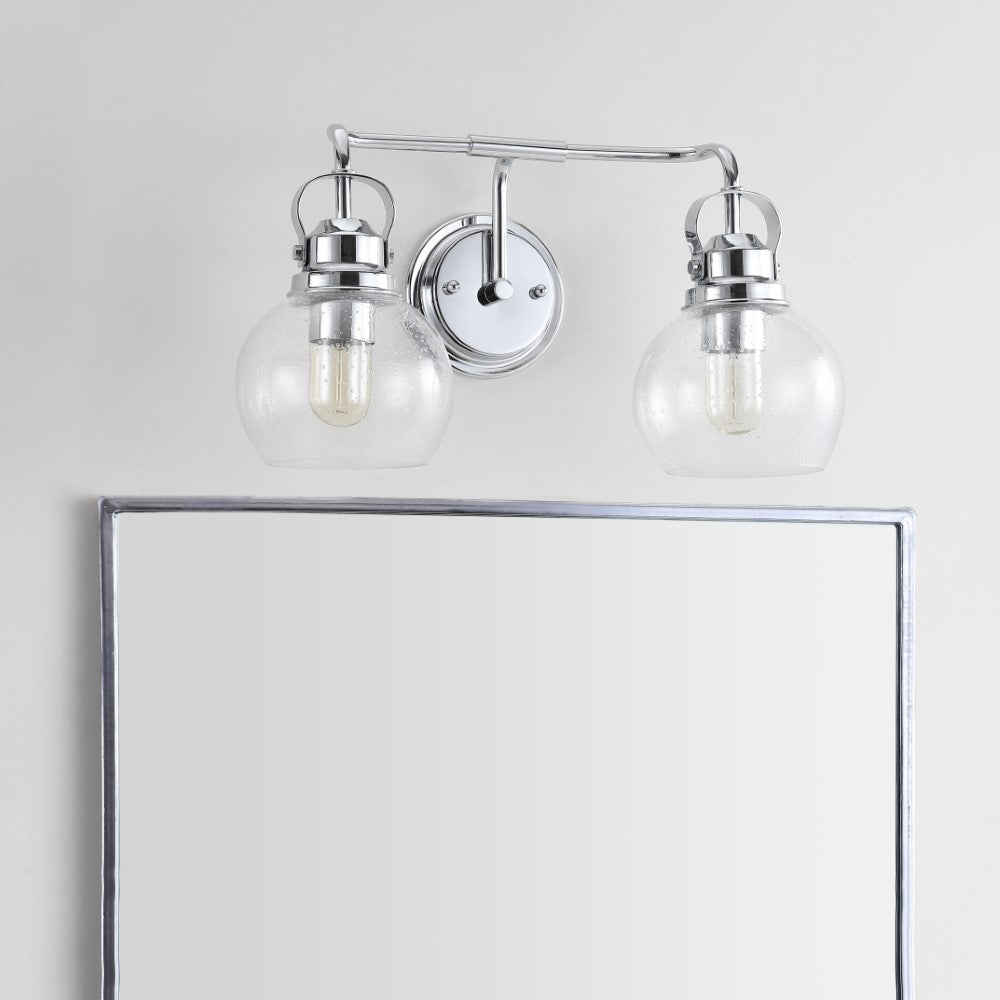 Shirley Modern Metal and Bubbled Glass Vanity Light - 12 Inch Bathroom Sconce with Clear Glass Shades for Makeup Mirror Lighting, Bedroom Wall Light Fixture