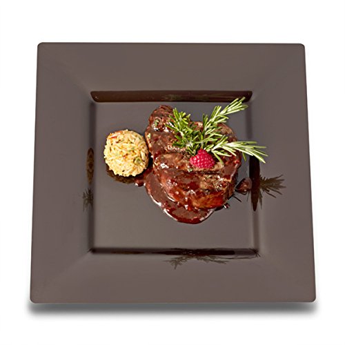 Premium Black 10.75-Inch Plastic Square Dinner Plates - Bulk Pack of 120 Disposable Plates for Parties, Catering & Outdoor Dining - Durable & Stylish Tableware