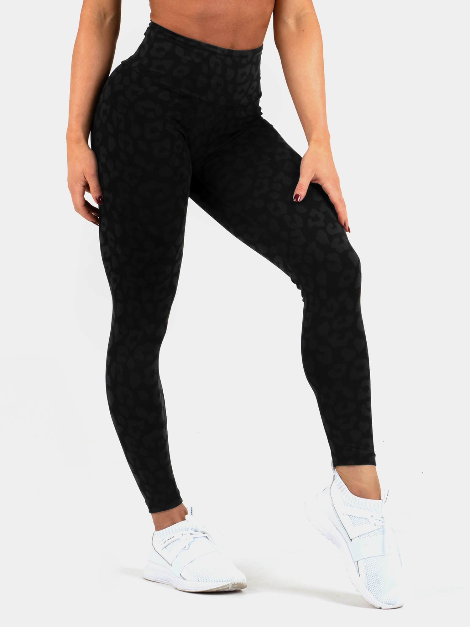 Instinct Scrunch Bum Leggings - High Waisted Yoga Pants with Tummy Control, Leopard & Black Print for Women | Perfect for Workouts, Yoga, Running & Lounge Wear