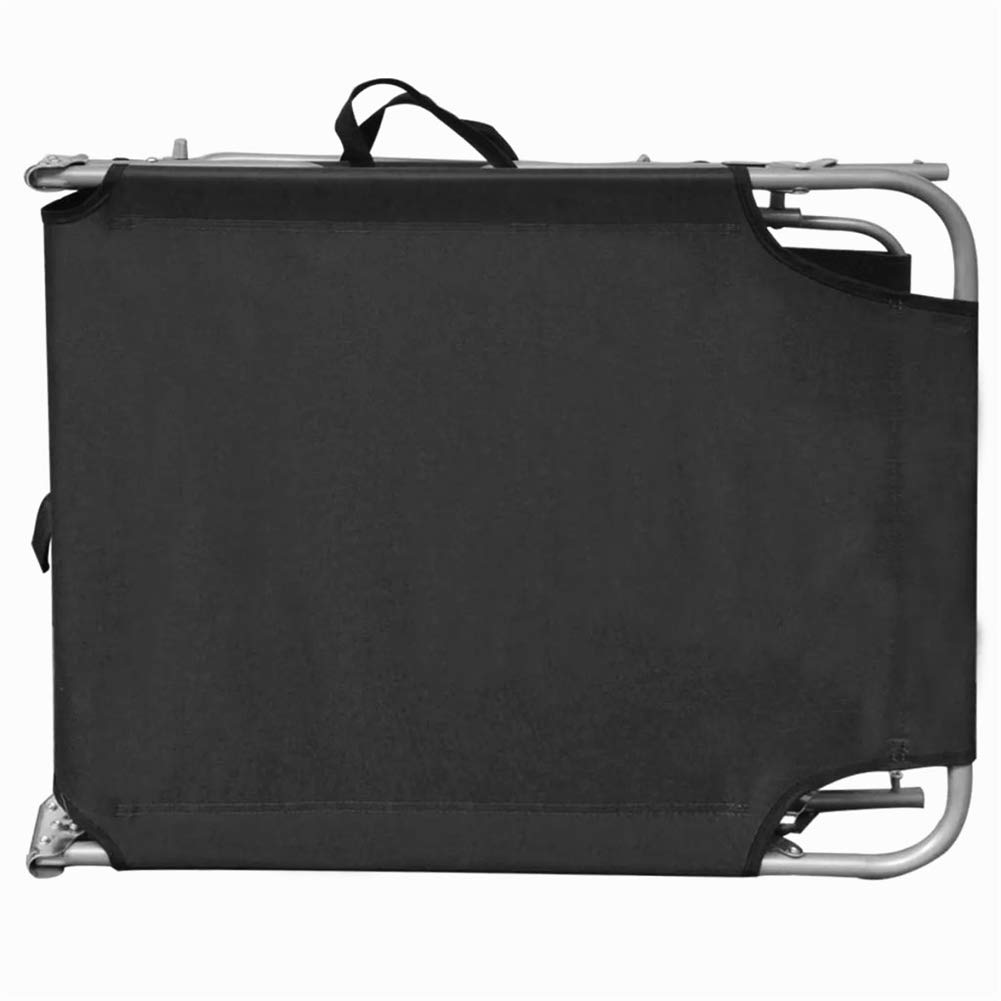 Folding Chaise Lounge Chair with Adjustable Canopy - Steel Frame & Durable Fabric - Outdoor Sunbathing & Poolside Relaxation (Black) - Perfect for Patio, Beach, and Backyard Use