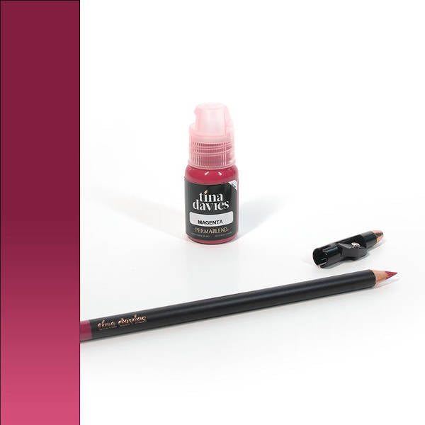 Perma Blend Tina Davies Professional Magenta Tattoo Pencil & Pigment - Vegan, Cruelty-Free for Permanent Makeup & Microblading | Perfect for Eyebrows, Lips & Beauty Enhancement