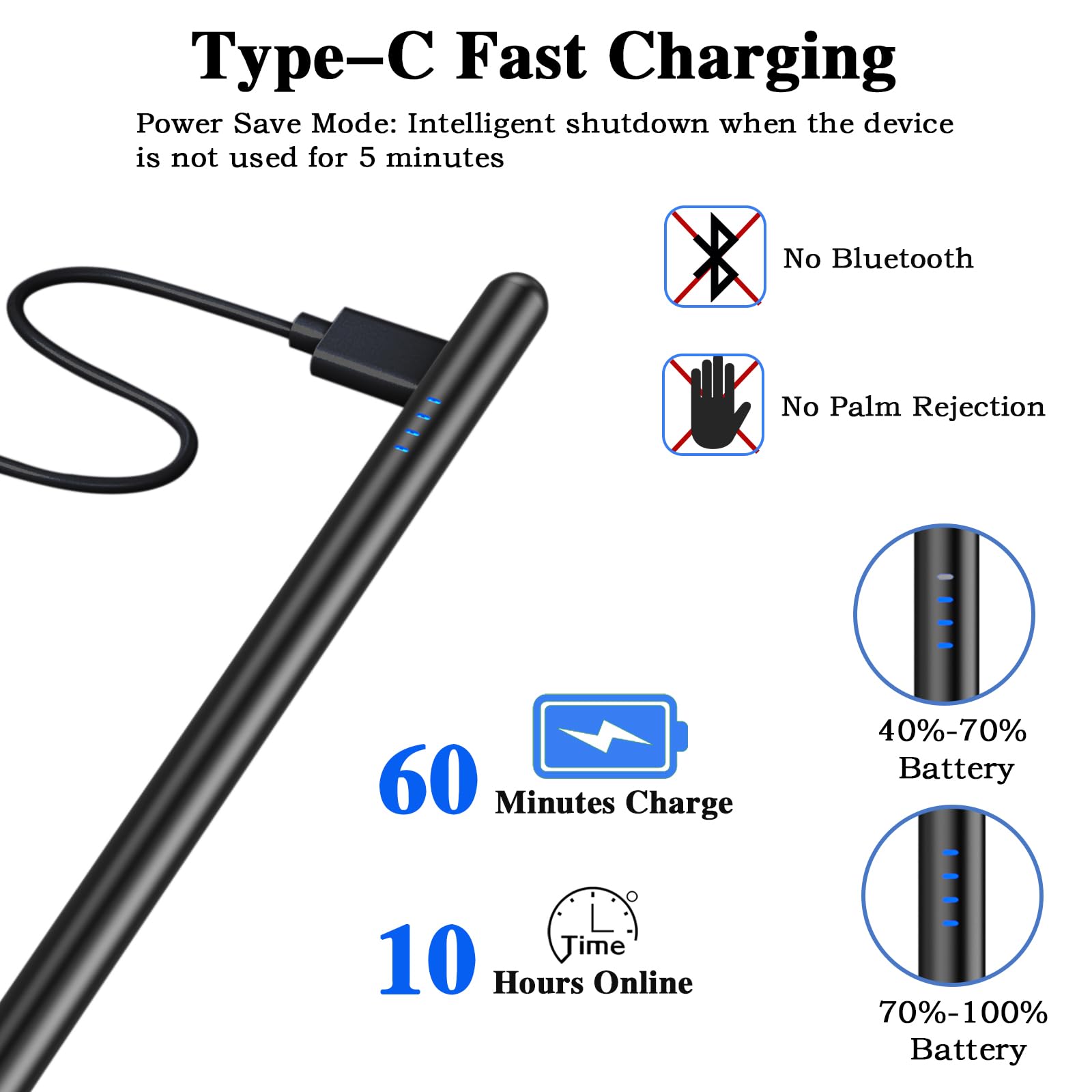 Premium Stylus Pen for Android & iOS - Magnetic Touch Screen Pencil with 4 Replaceable Tips - Compatible with Samsung/Huawei/Lenovo/Xiaomi/Vivo Tablets & Smartphones - Perfect for Drawing, Note-Taking & Digital Signatures (Black)