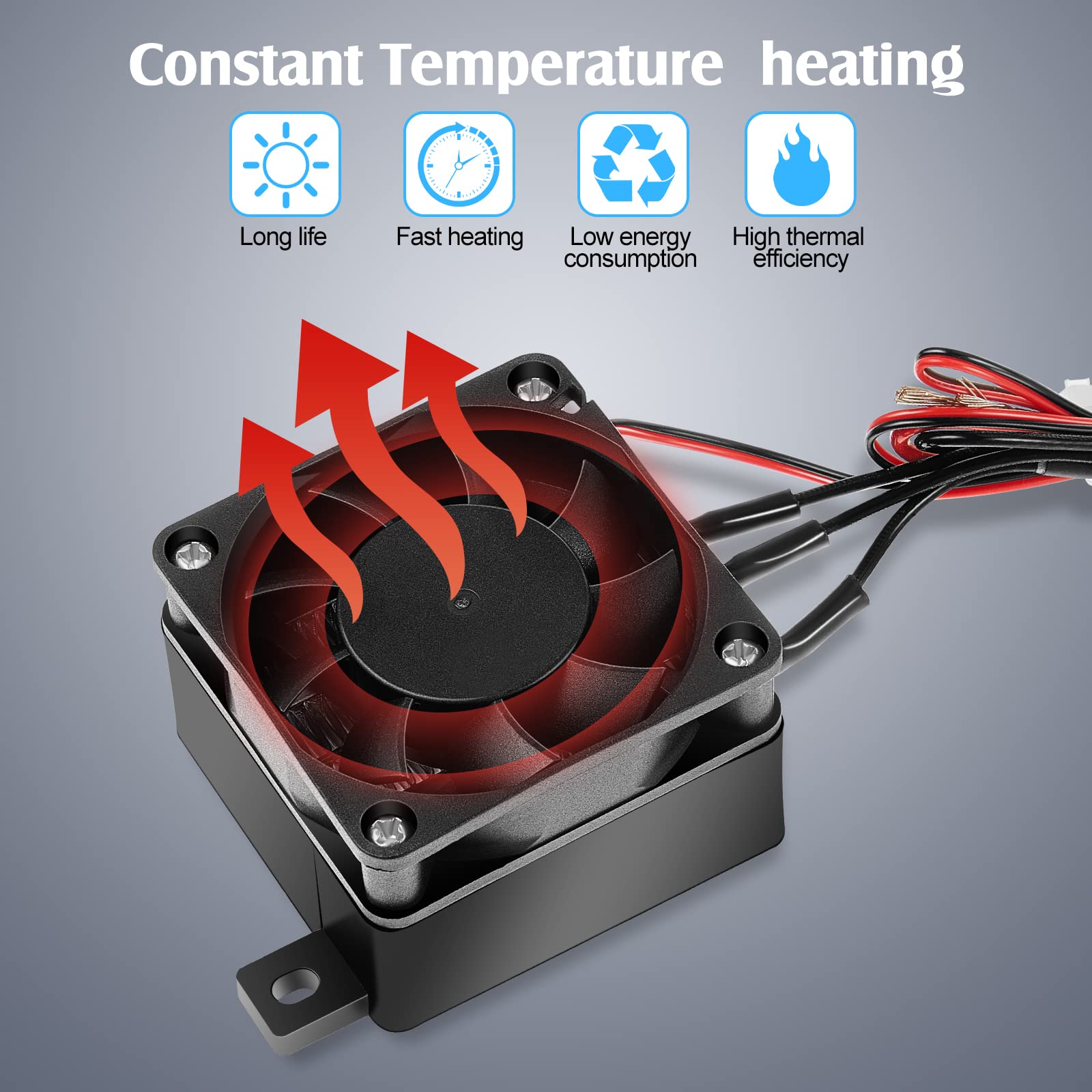 12V 100W PTC Car Heater & Fan - Energy Efficient PTC Air Heater with Dual Heating & Fan Modes, Constant Temperature Heating Element for Cars, Home, Office & Small Spaces - Perfect for Winter Warmth & Air Circulation