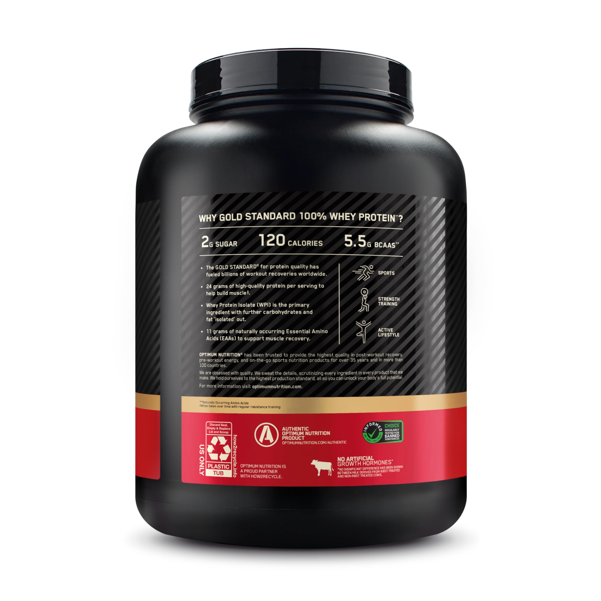Optimum Nutrition Gold Standard 100% Whey Protein Powder - Cookies & Cream Flavor, 5lb Muscle Building Supplement for Post-Workout Recovery & Weight Management | Gym, Fitness & Bodybuilding Essential