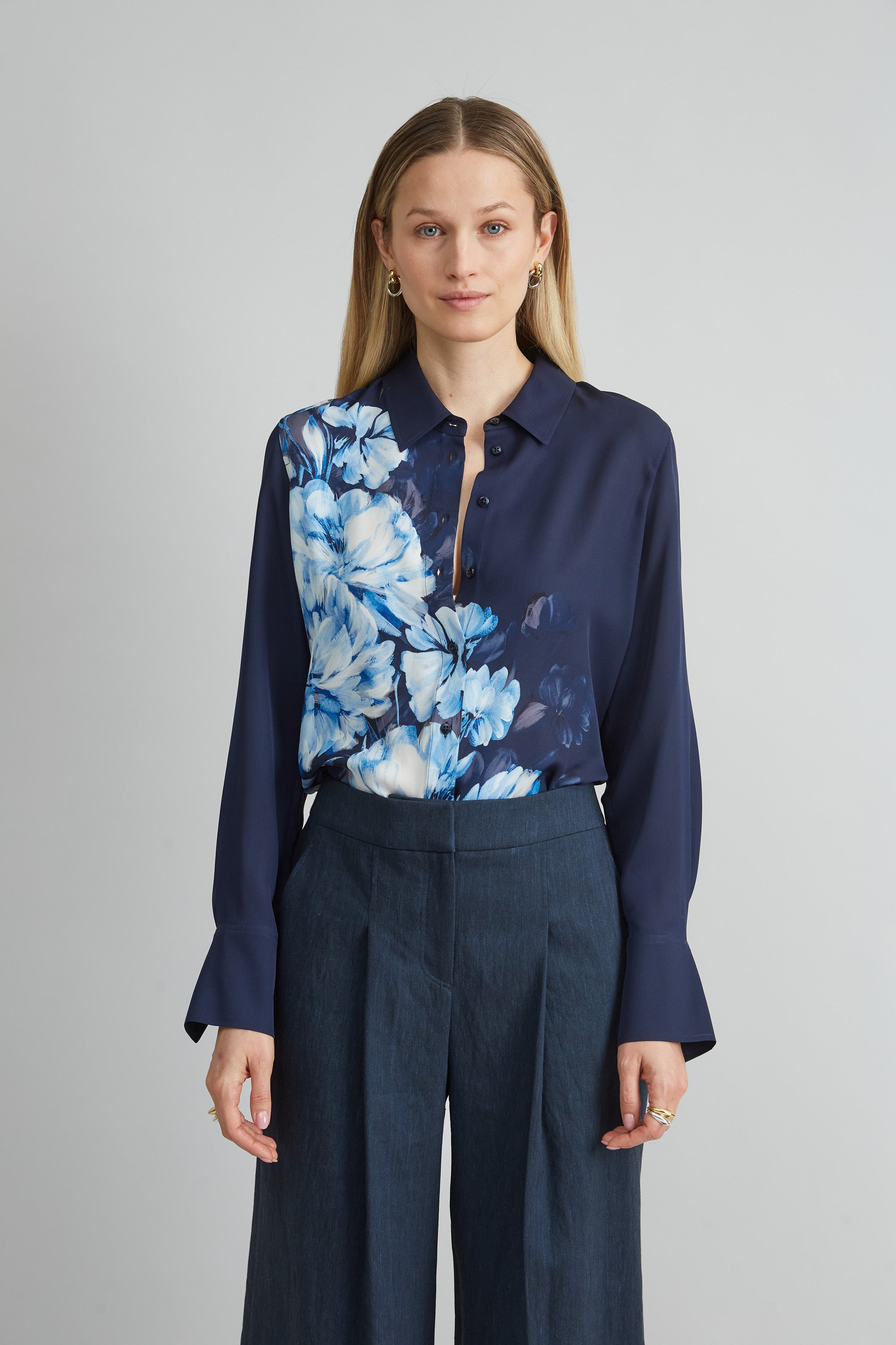 Silk Midnight Shadow Shirt for Women - Elegant Long Sleeve Blouse for Evening Parties & Date Nights - Perfect for Formal Events, Night Out, and Special Occasions