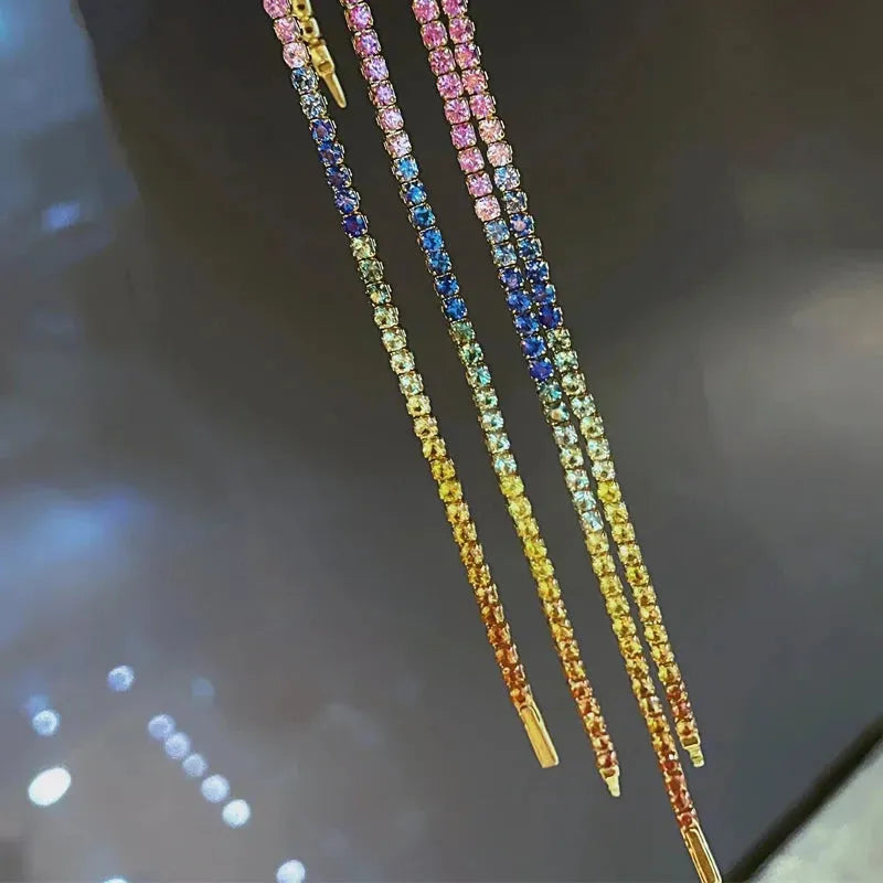18K Yellow Gold Natural Multi-Color Sapphire Tennis Bracelet for Women - Elegant Jewelry Gift for Engagement, Anniversary & Special Occasions